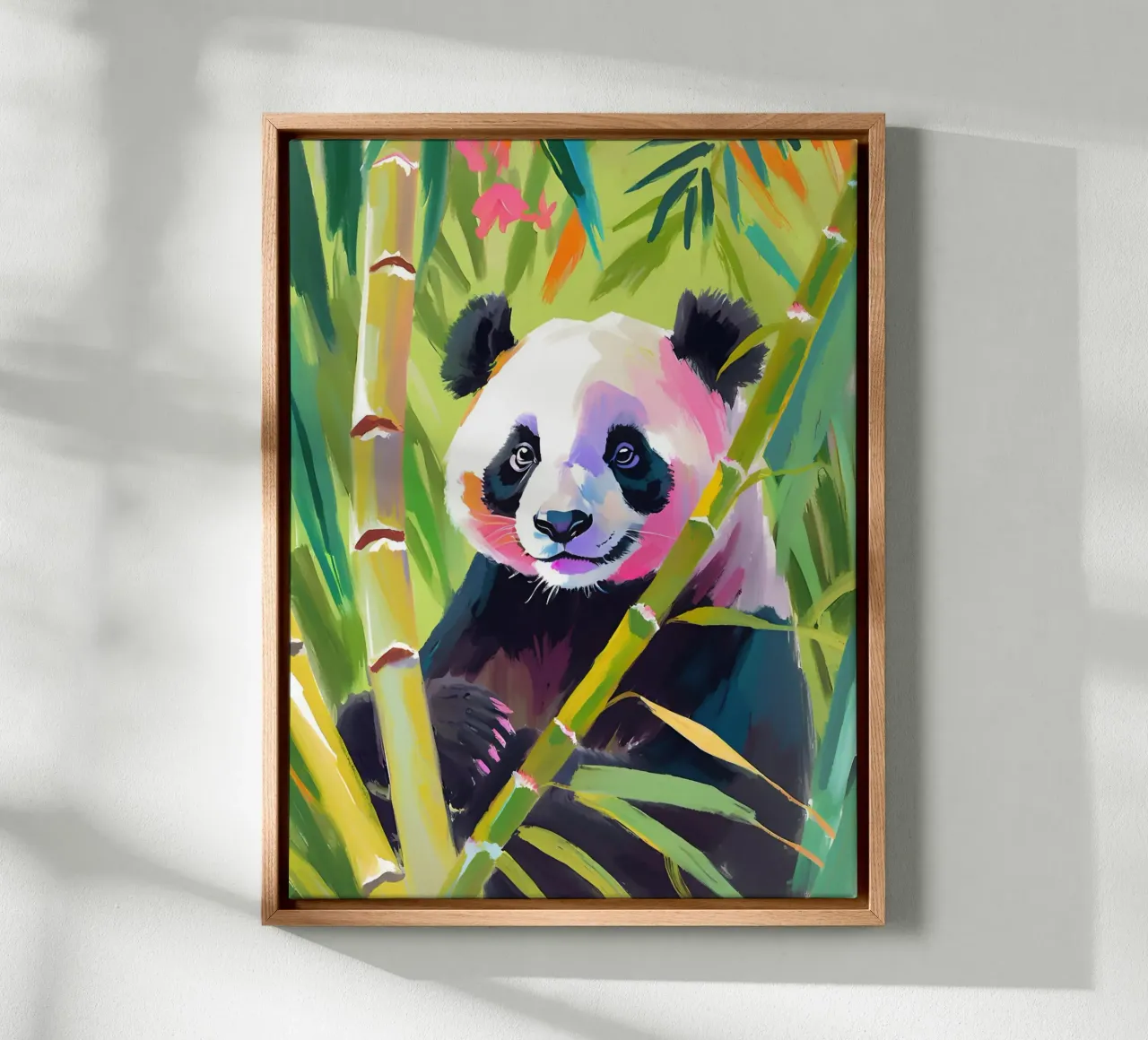 🌿🐼 Panda | La felicidad del bosque de bambú lienzo con Marco flotante de Trinkets NL Design Studio