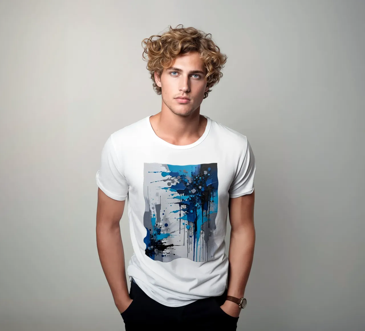 Abstrakt Weiß Grau und Schwarz t-shirt da kosinsart.gallery