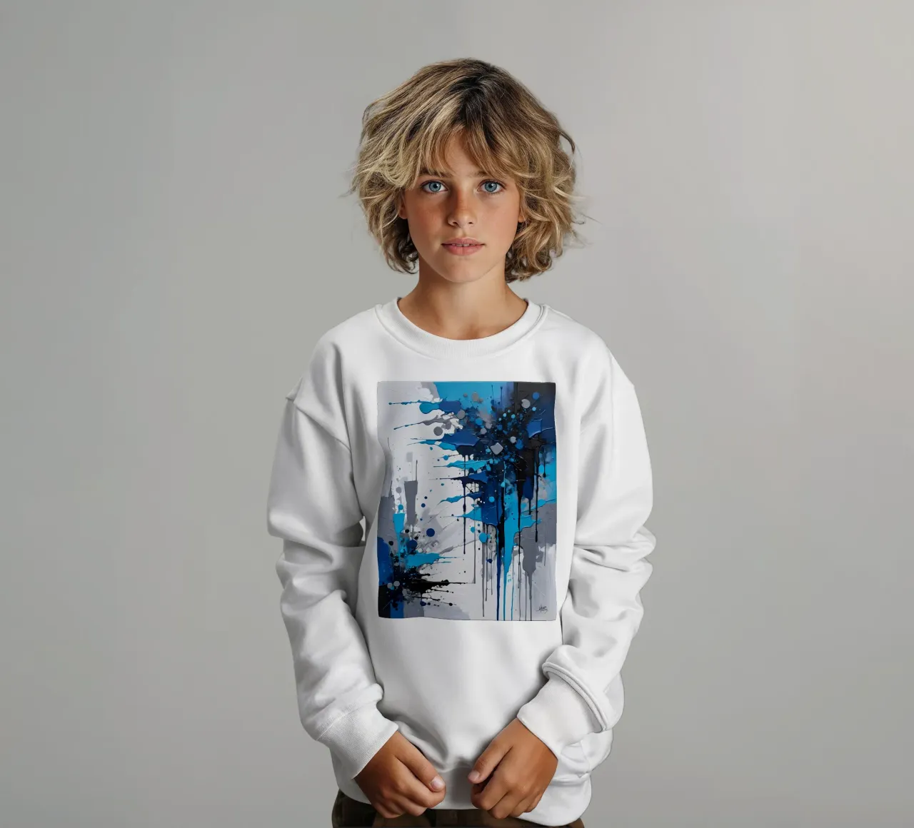 Abstrakt Weiß Grau und Schwarz felpa bambino da kosinsart.gallery