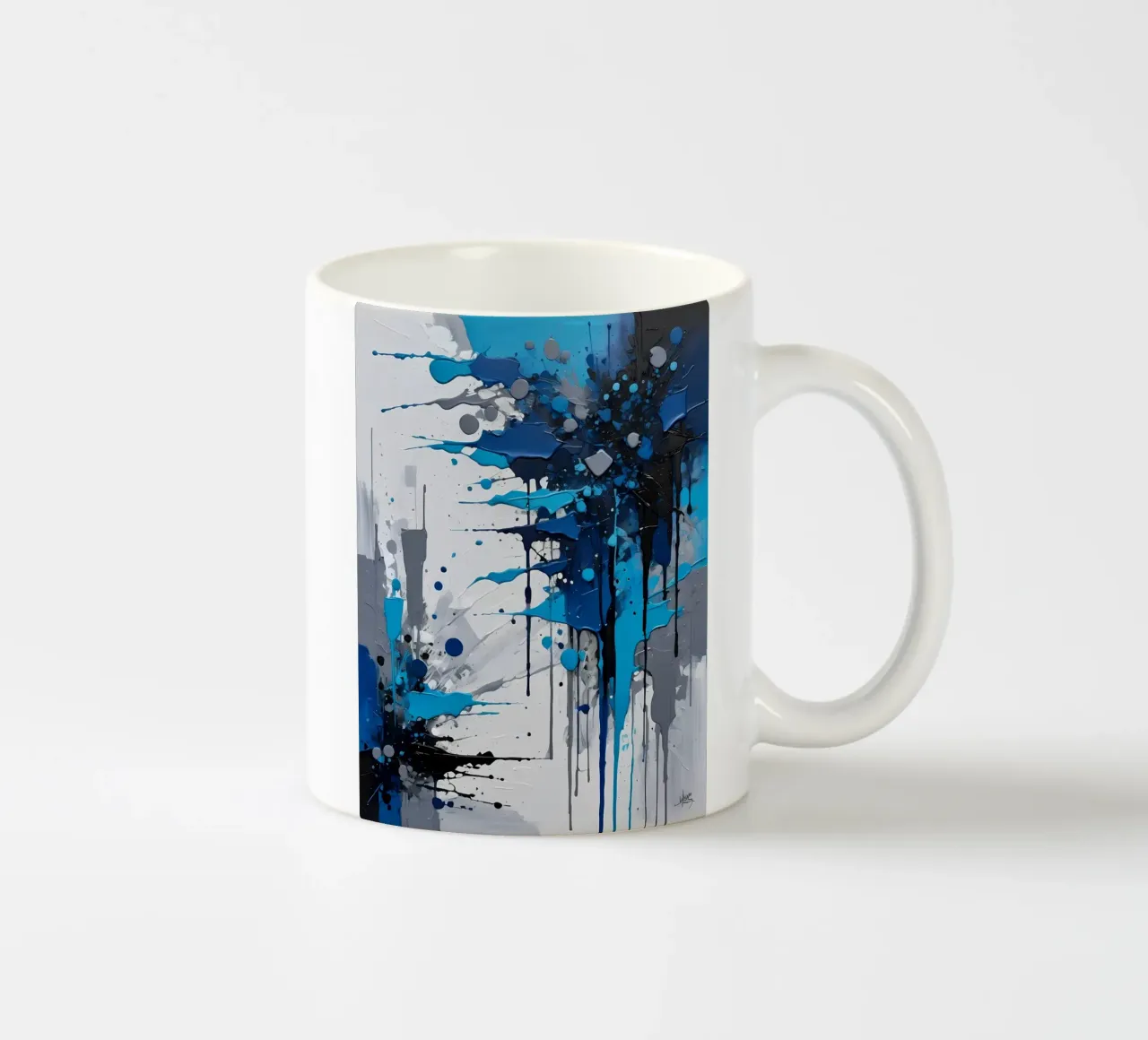 Abstrakt Weiß Grau und Schwarz tazza in ceramica da kosinsart.gallery