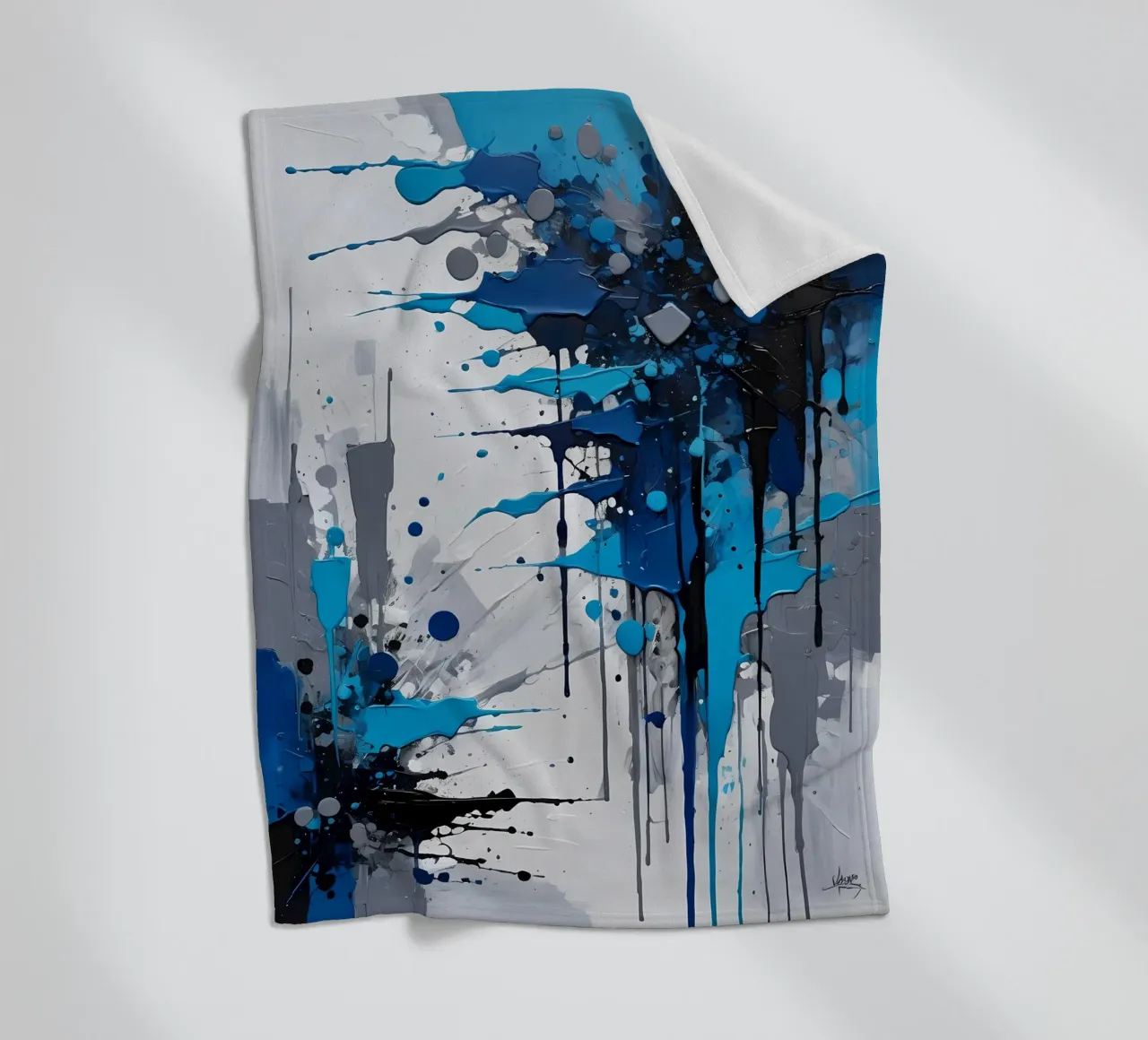 Abstrakt Weiß Grau und Schwarz fleece blanket by kosinsart.gallery