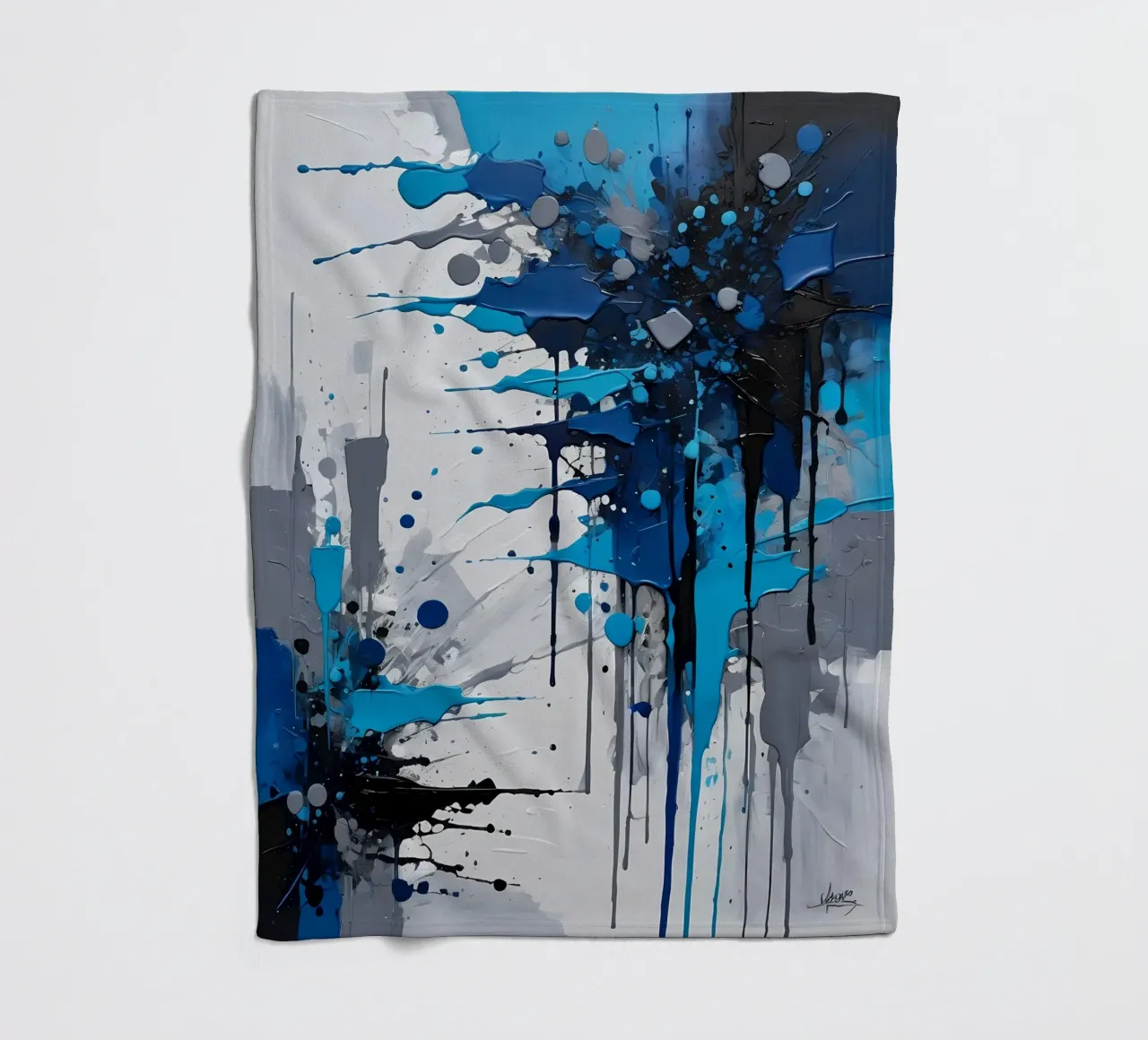 Abstrakt Weiß Grau und Schwarz fleece blanket by kosinsart.gallery