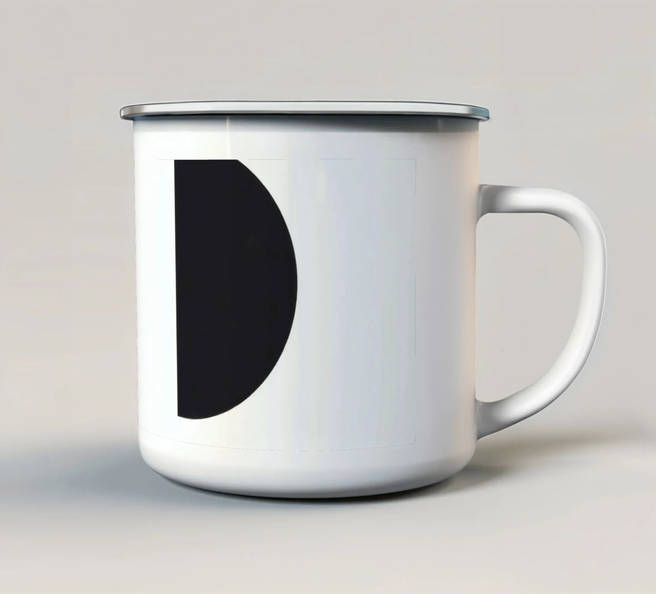 Abstract ontwerp met zwarte vormen op een witte achtergrond emaille mok van DesignDoodle