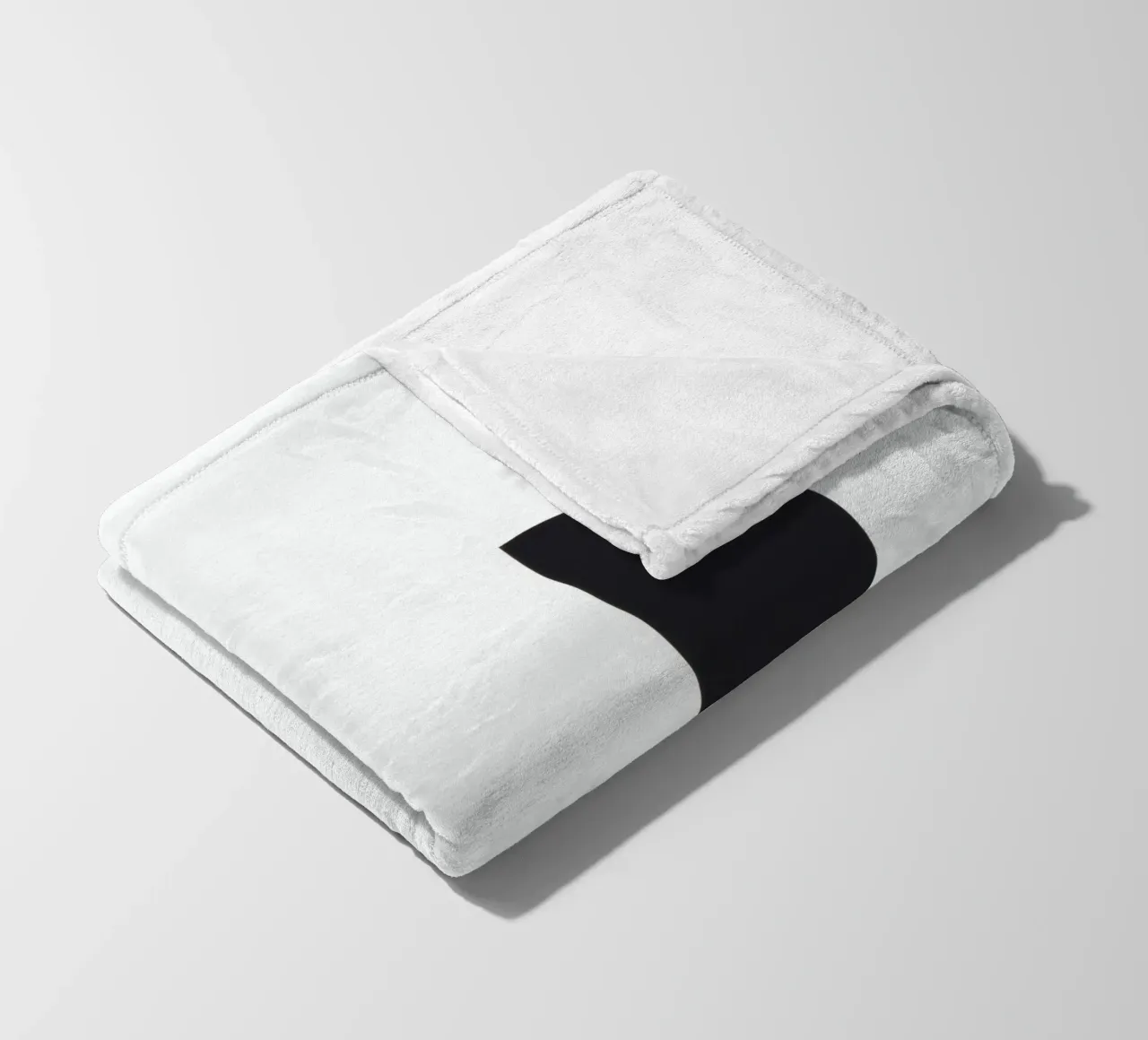 Abstract design featuring black shapes on a white background fleece blanket by DesignDoodle