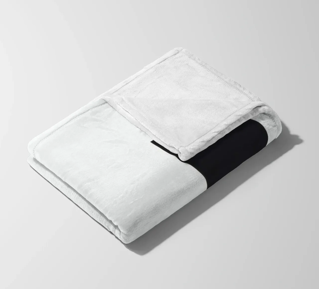 Abstract design featuring black shapes on a white background fleece blanket by DesignDoodle