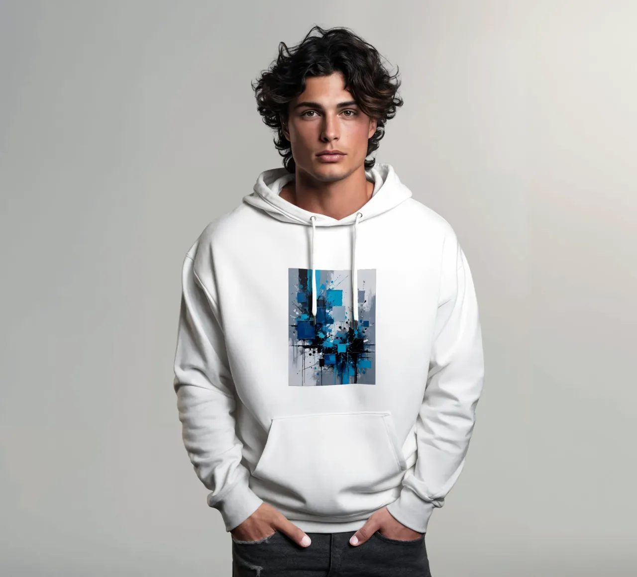 Abstrakt Blau Weiß Grau felpa con cappuccio da kosinsart.gallery