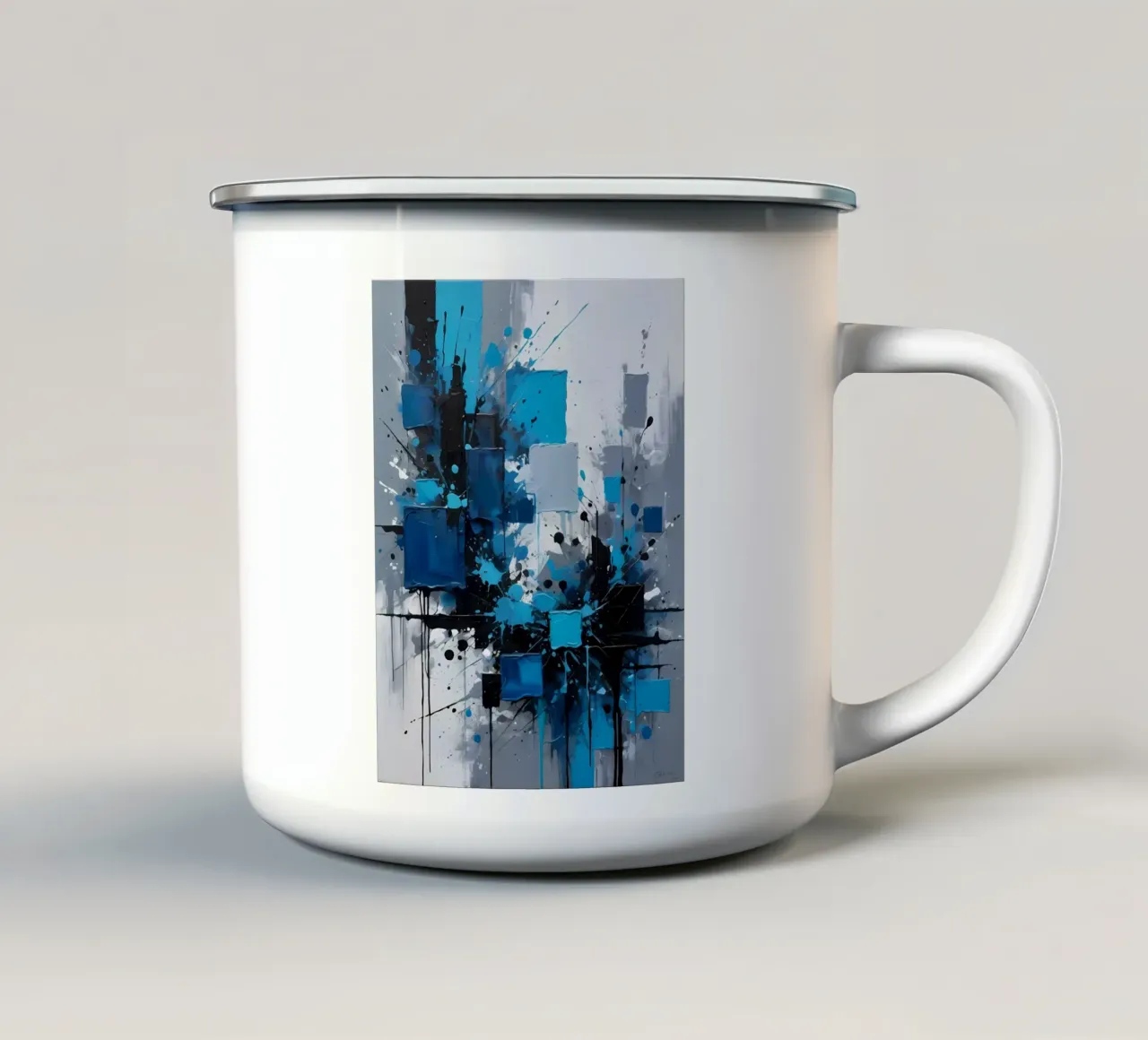 Abstrakt Blau Weiß Grau tazza in smalto da kosinsart.gallery