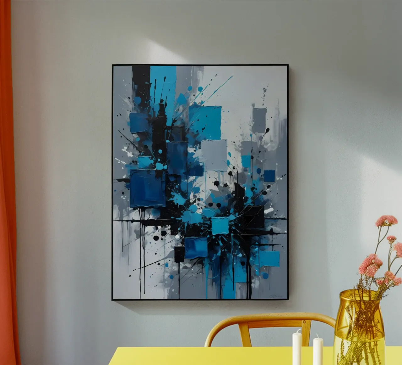 Abstrakt Blau Weiß Grau plexiglass da kosinsart.gallery
