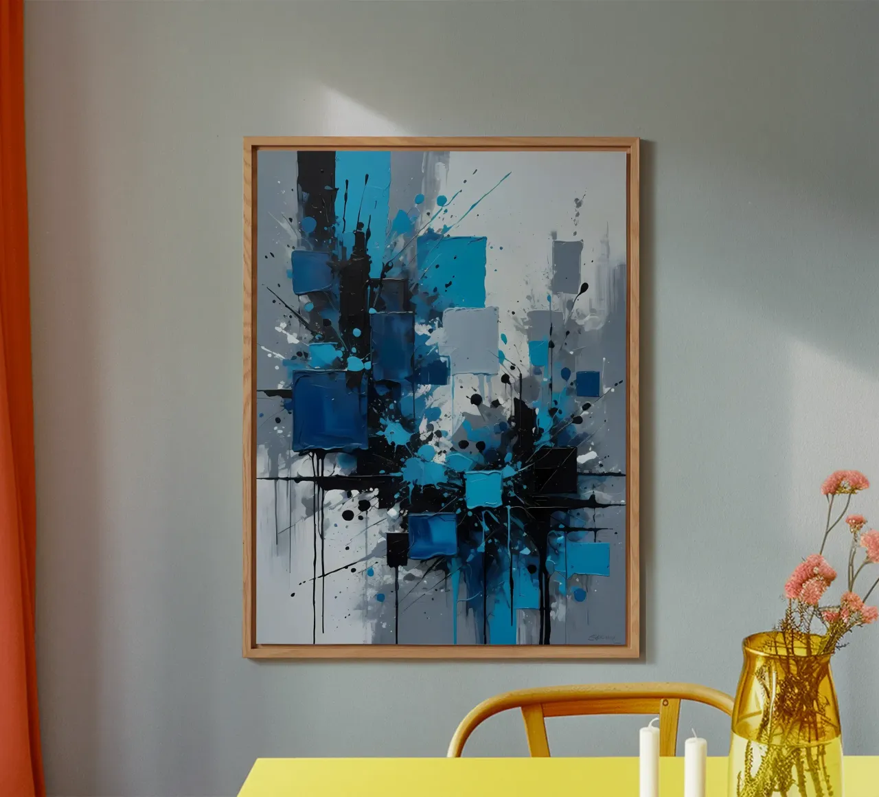 Abstrakt Blau Weiß Grau alluminio dibond da kosinsart.gallery