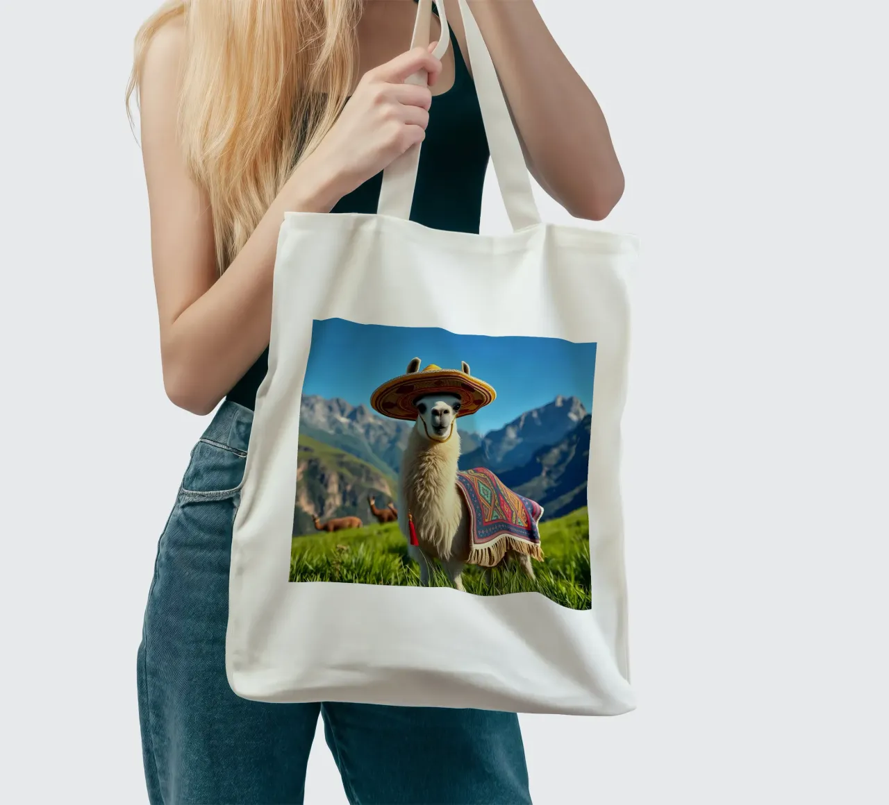 Lama con sombrero borsa in juta da Anita's Dream