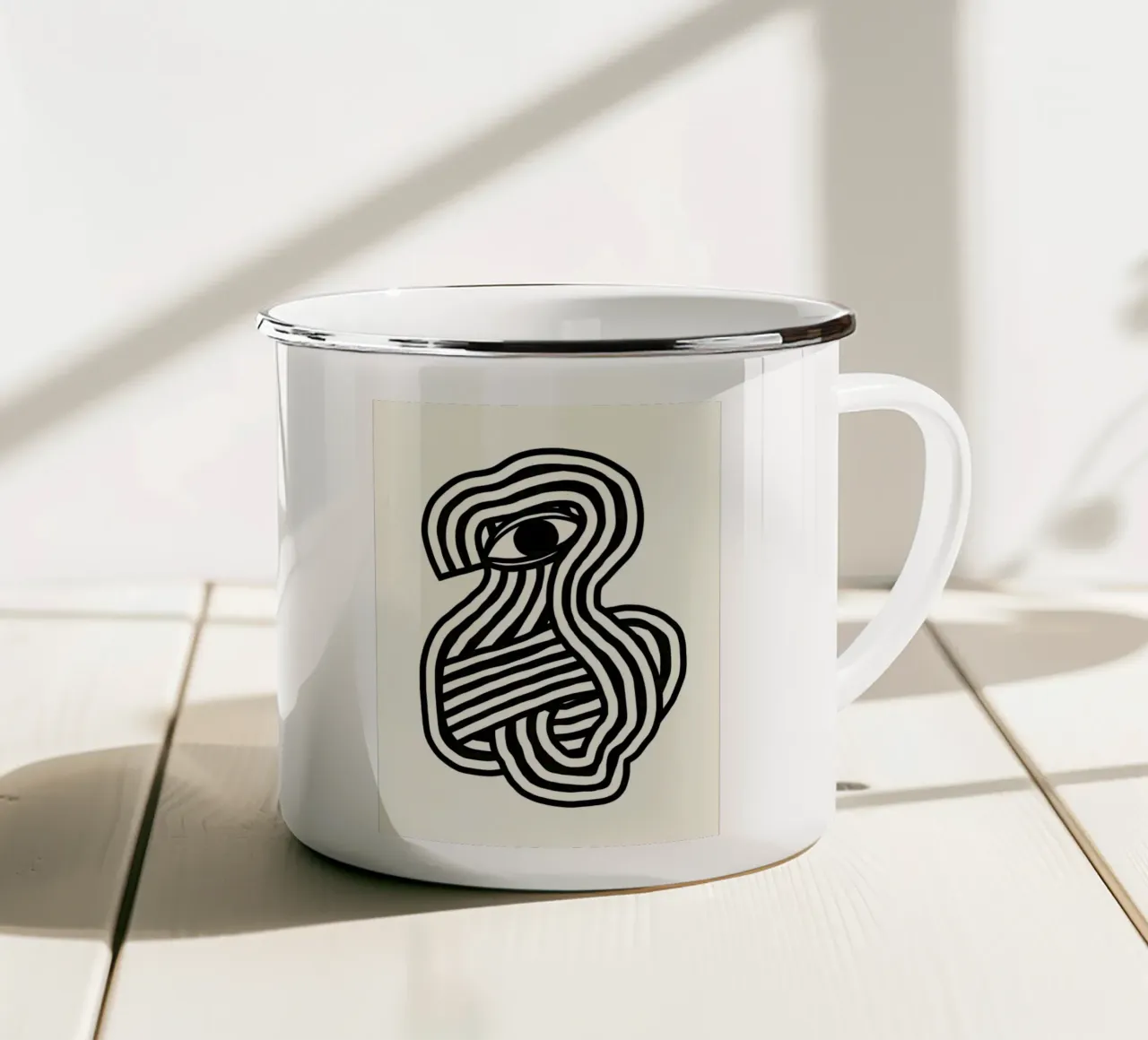 Derde oog abstract emaille mok van Little Dean