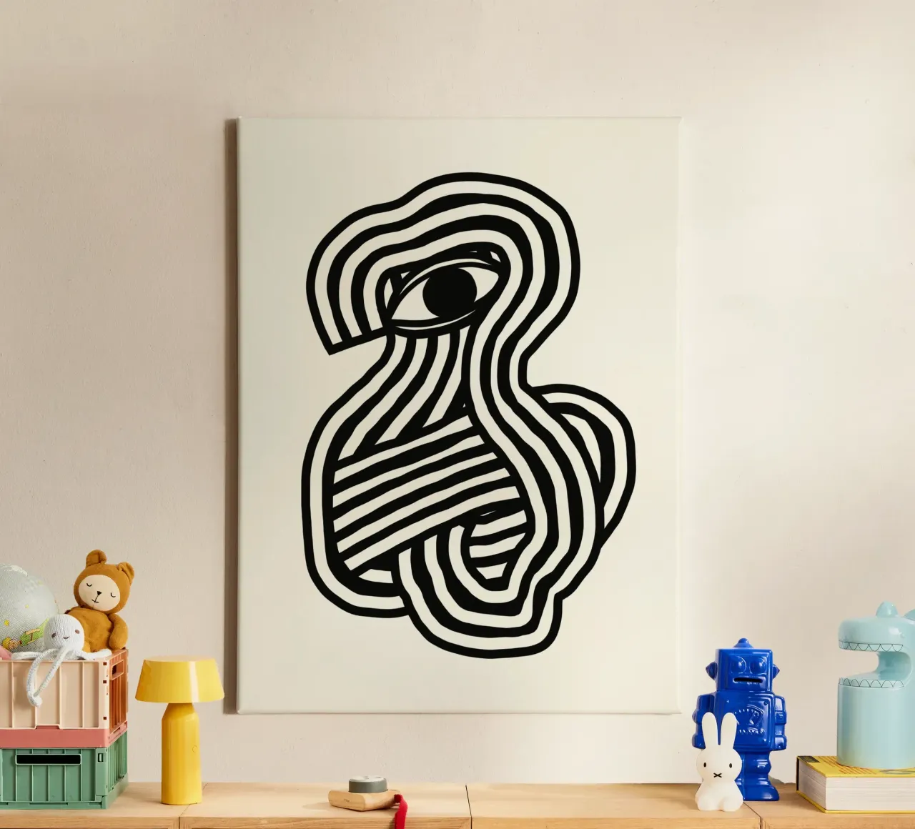 Third eye abstract canvas with Floater frame by Little Dean