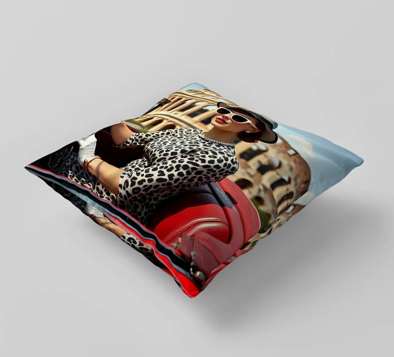 1960ies Lady in Convertible near Colloseum decorative cushion by Anita's Dream