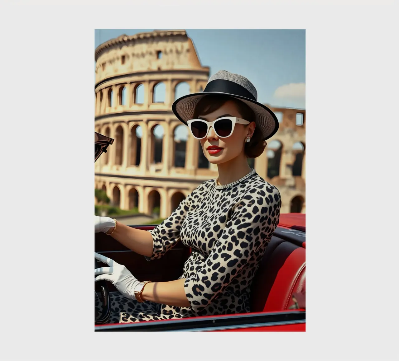 1960ies Lady in Convertible near Colloseum notebook by Anita's Dream