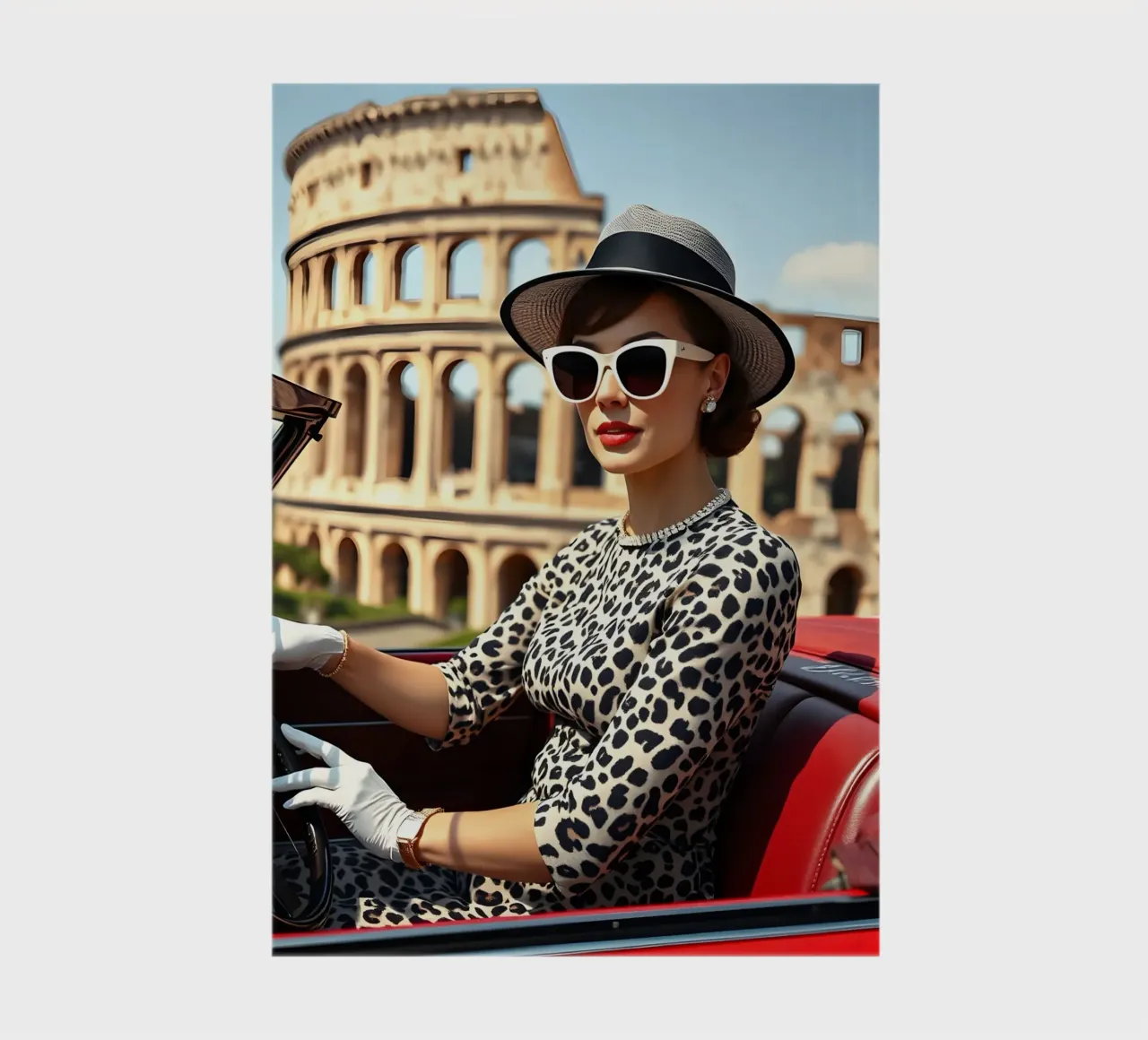 1960ies Lady in Convertible near Colloseum notebook by Anita's Dream