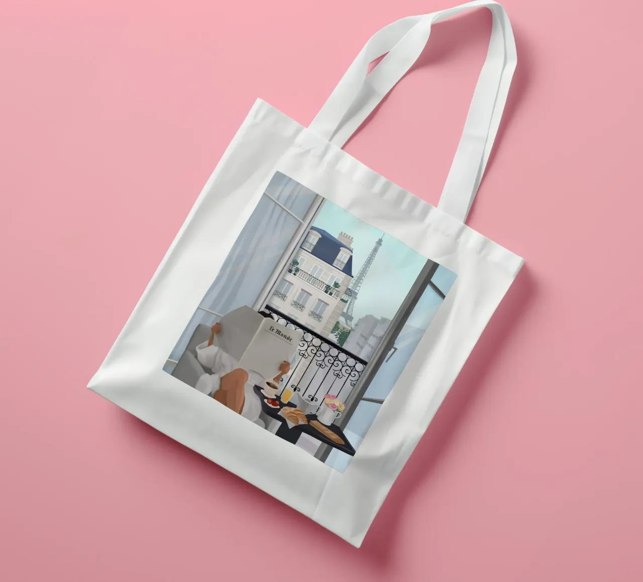 Paris Breakfast borsa in juta da PetrArts