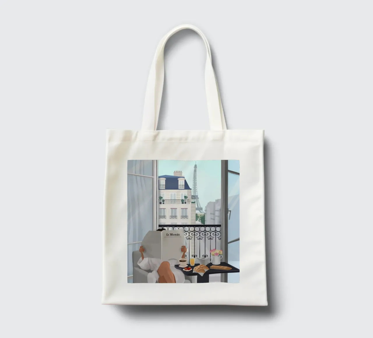 Paris Breakfast borsa in juta da PetrArts
