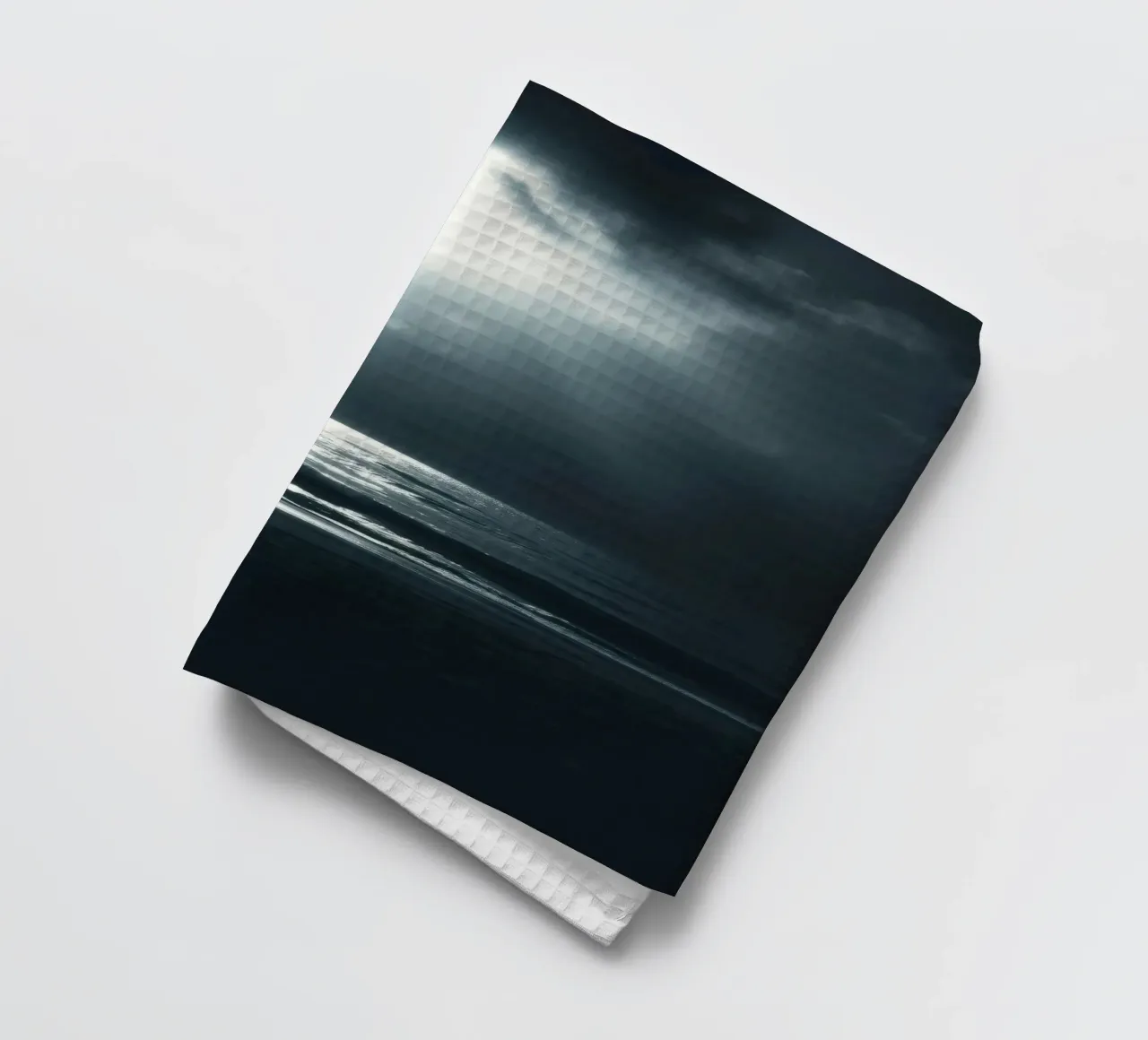 Serene nighttime ocean view illuminated by bright moonlight tea towel by DesignDoodle