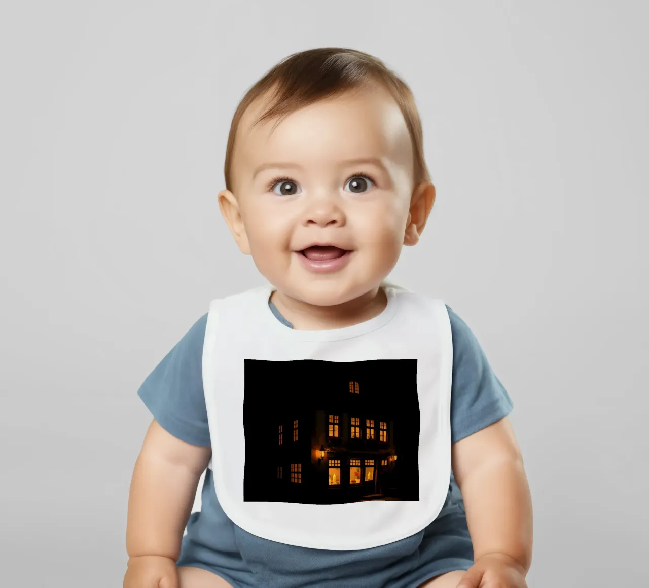 Serata accogliente in una casa di charme con luci calde e splendenti bavaglino da DesignDoodle