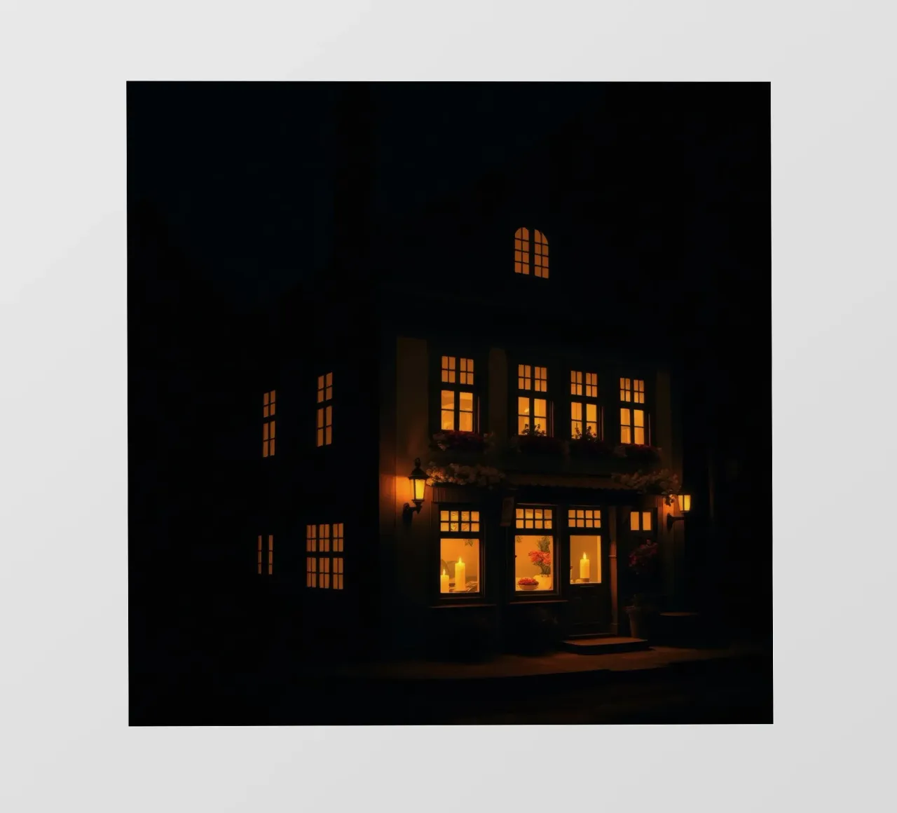 Serata accogliente in una casa di charme con luci calde e splendenti pellicola backlit da DesignDoodle