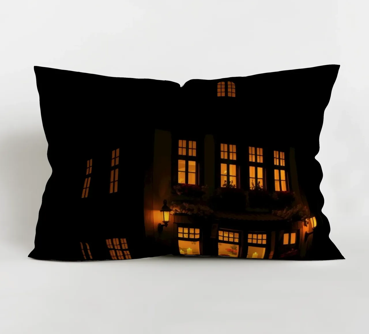 Serata accogliente in una casa di charme con luci calde e splendenti cuscino da DesignDoodle