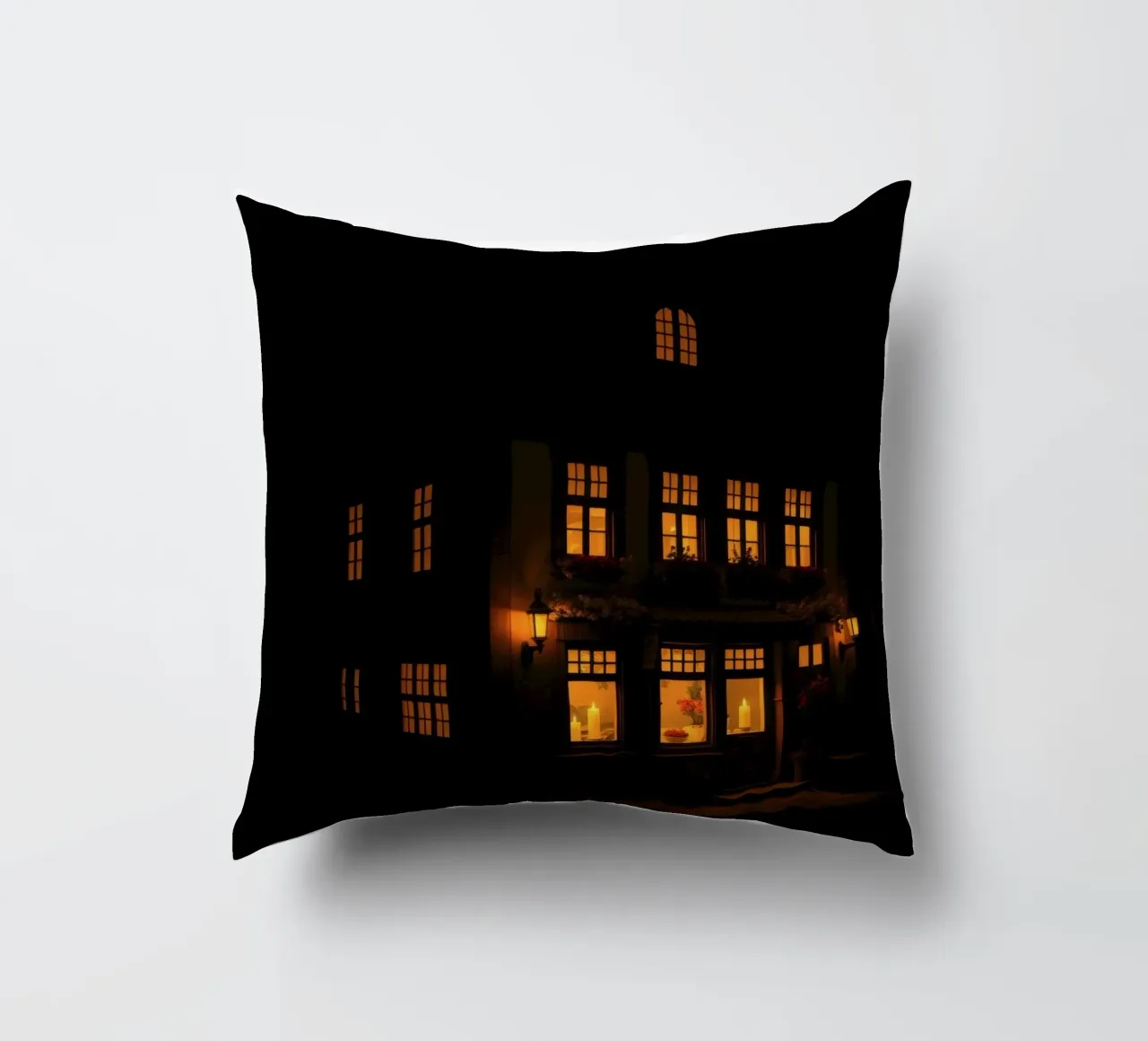 Serata accogliente in una casa di charme con luci calde e splendenti cuscino da DesignDoodle