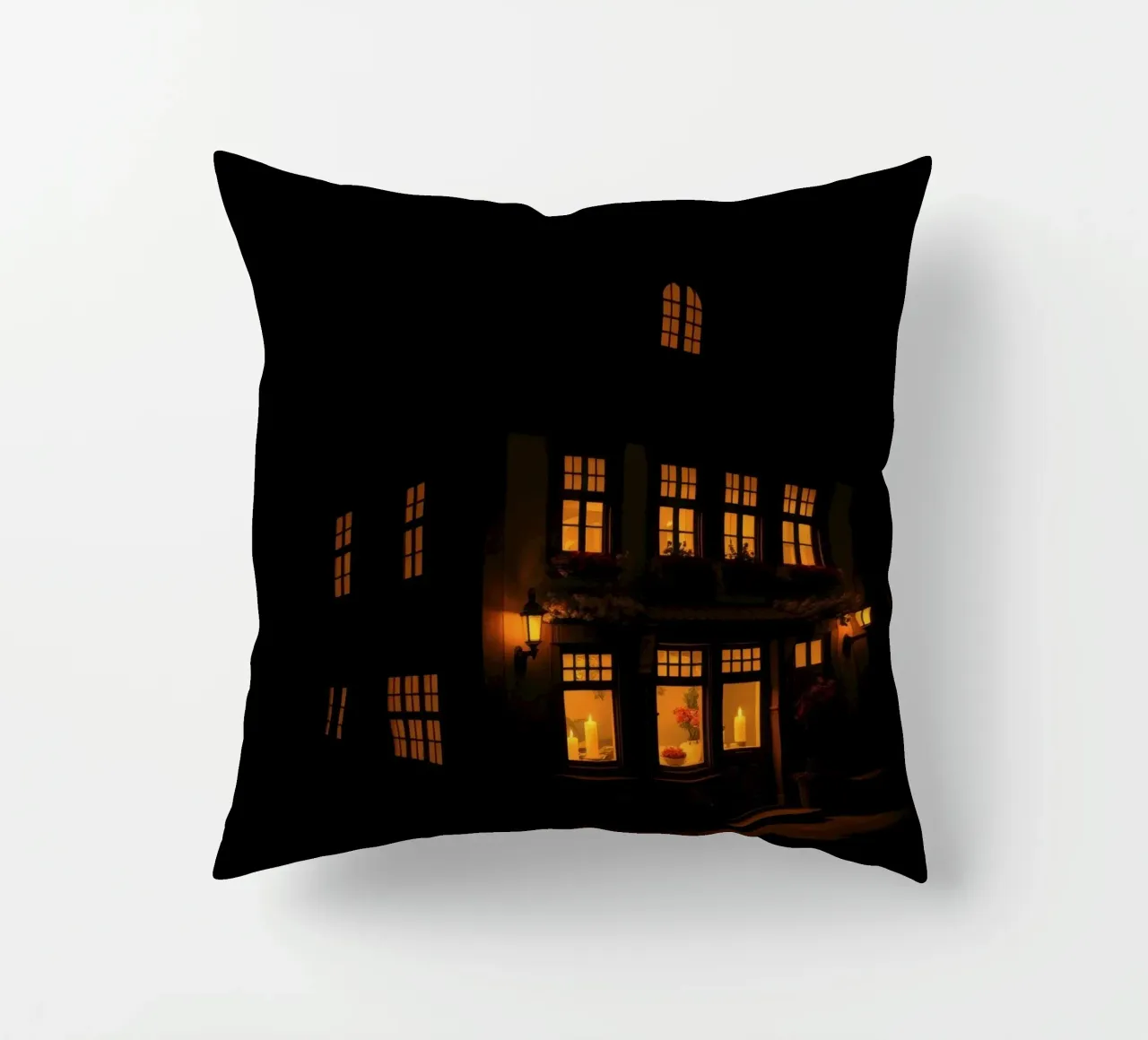 Serata accogliente in una casa di charme con luci calde e splendenti cuscino da DesignDoodle