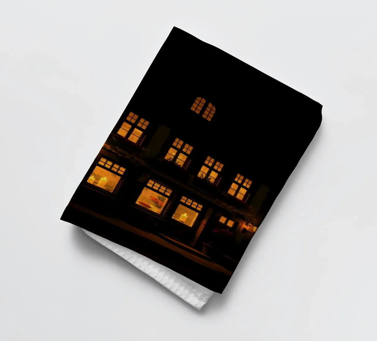 Serata accogliente in una casa di charme con luci calde e splendenti canovaccio da cucina da DesignDoodle