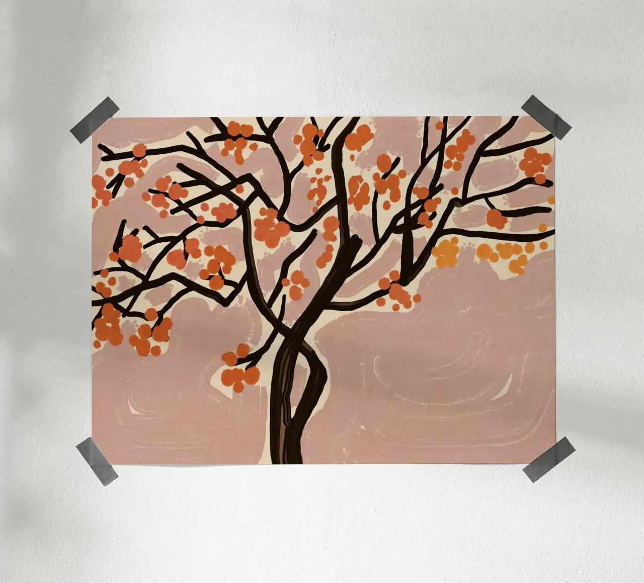 Fiori di pesco poster con telaio in alluminio da Little Dean