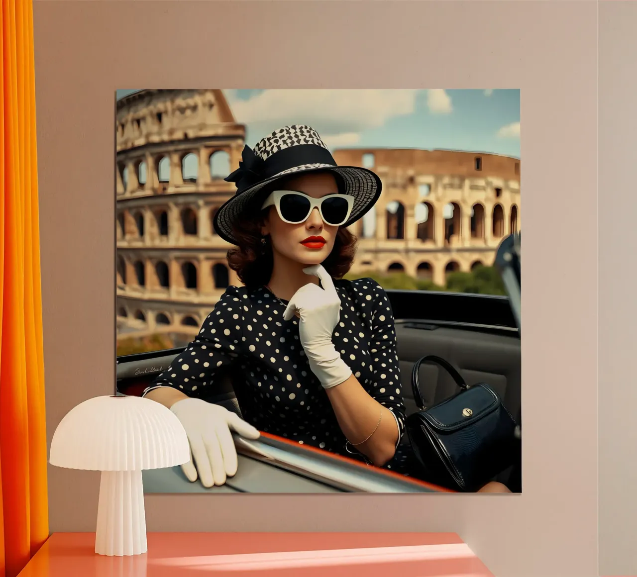 Signora di 60 anni in decappottabile vicino a Colloseum carta hahnemühle da Anita's Dream