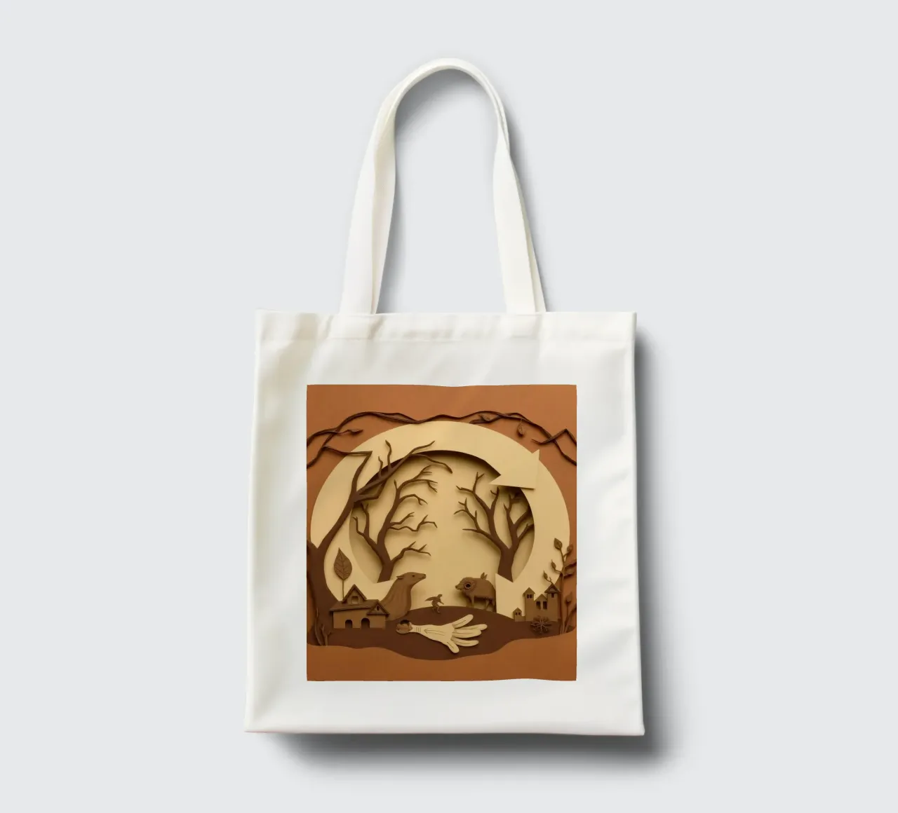 Arte creativa su carta che raffigura un tranquillo paesaggio forestale borsa in juta da DesignDoodle