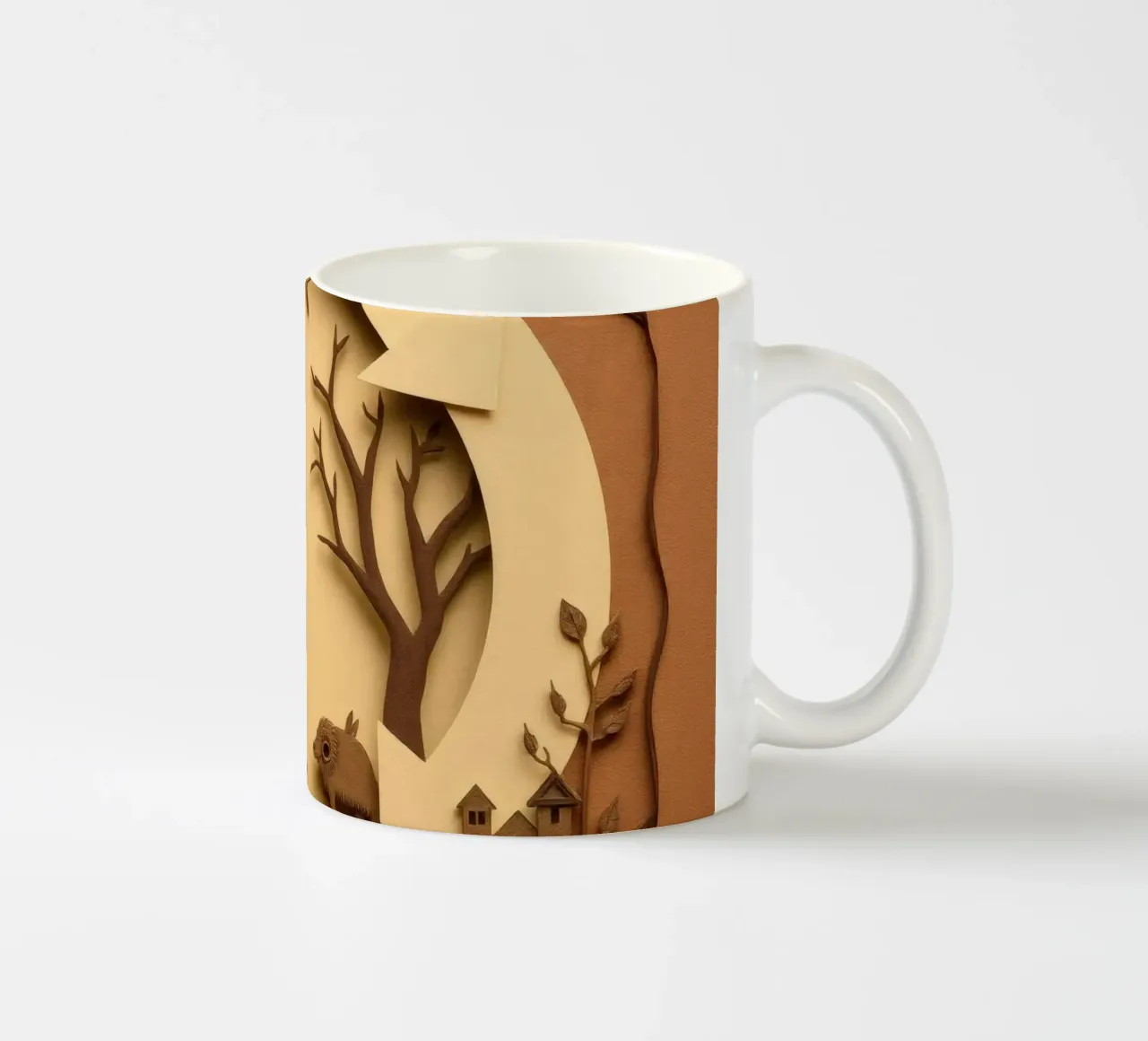 Creatieve papierkunst met een rustig boslandschap keramische mok van DesignDoodle
