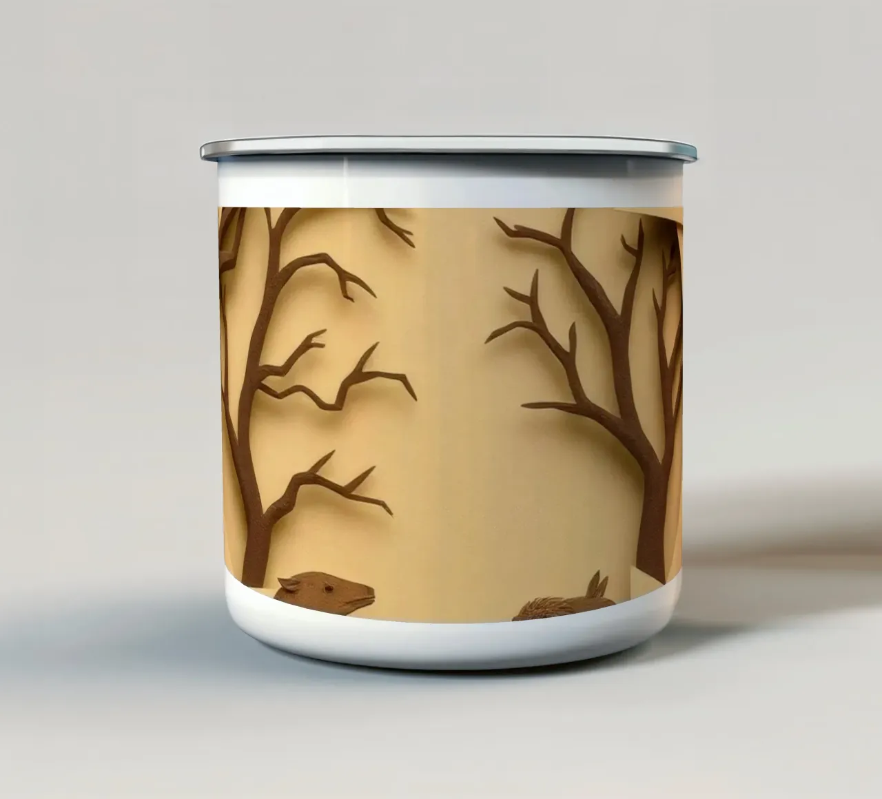 Creatieve papierkunst met een rustig boslandschap emaille mok van DesignDoodle