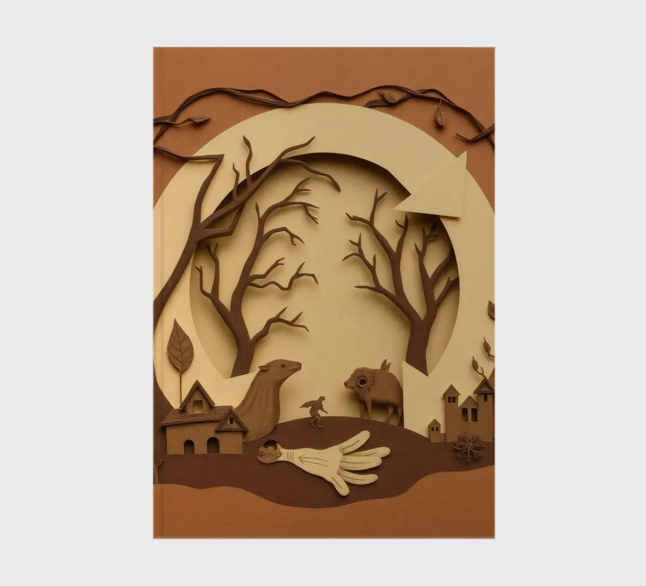 Creative paper art depicting a calm forest landscape notebook by DesignDoodle