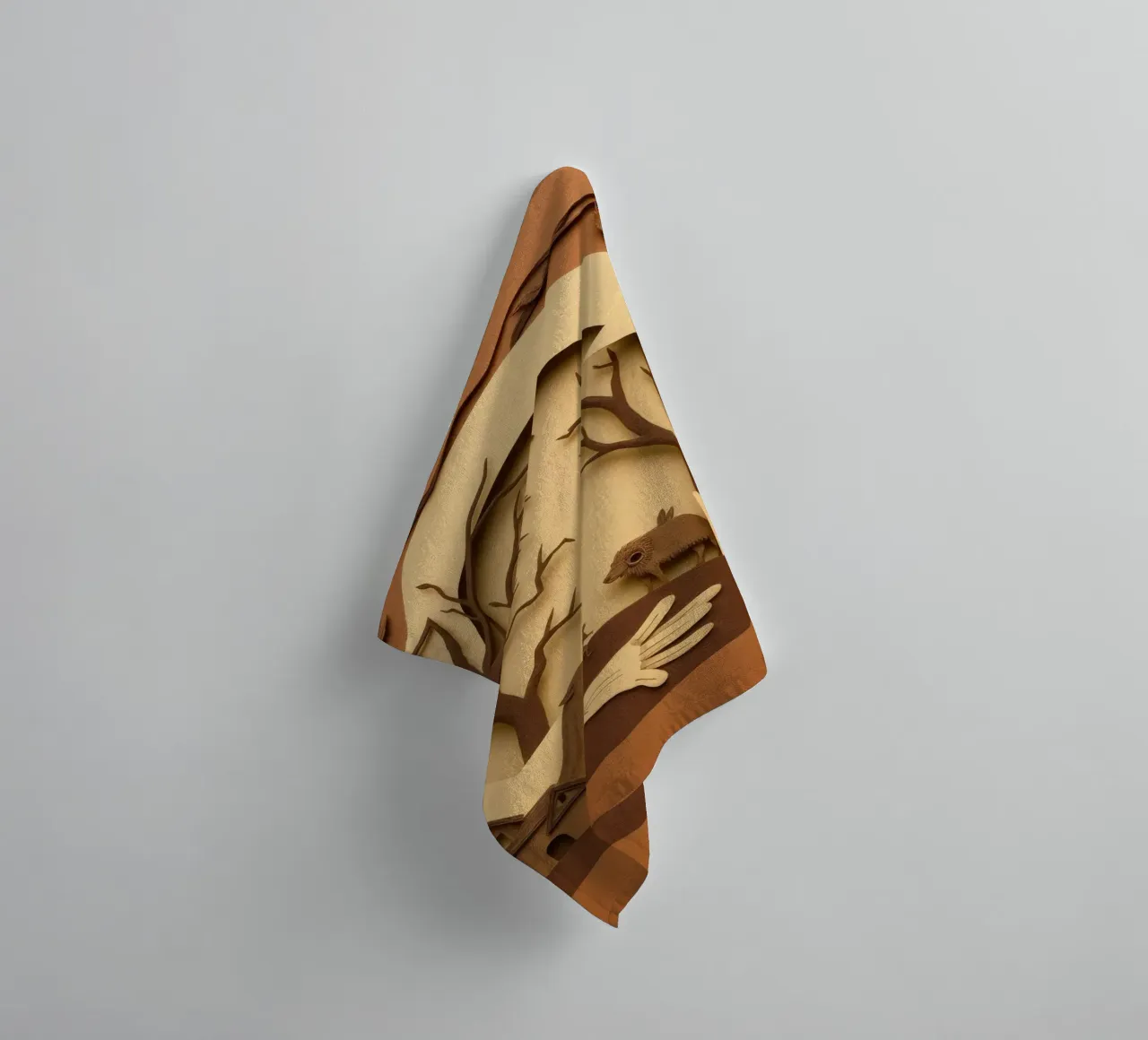 Creatieve papierkunst met een rustig boslandschap badhanddoek van DesignDoodle
