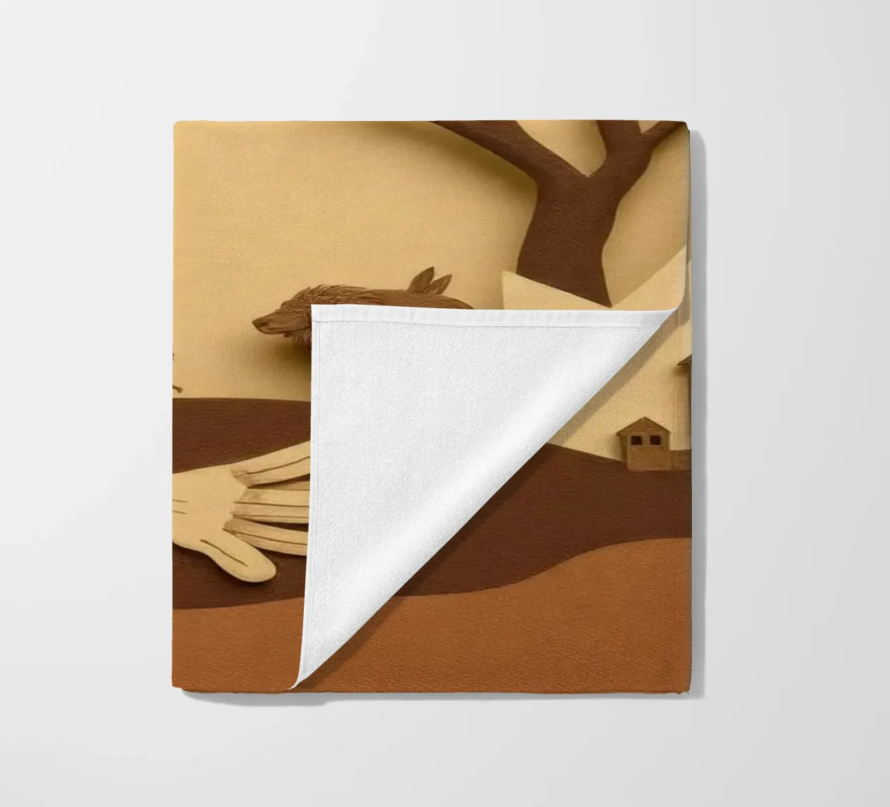 Creatieve papierkunst met een rustig boslandschap strandhanddoek van DesignDoodle