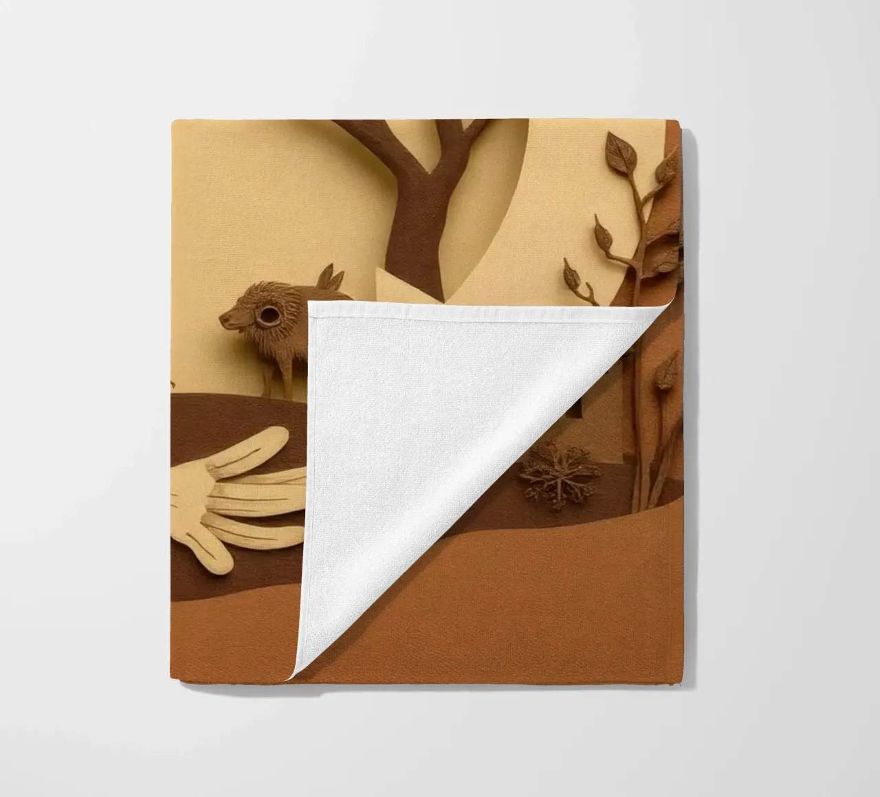 Creatieve papierkunst met een rustig boslandschap strandhanddoek van DesignDoodle