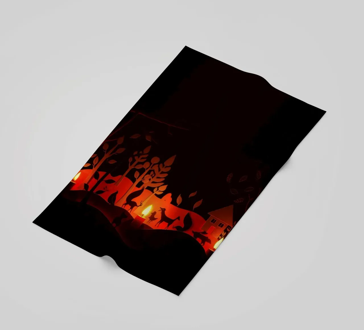 Colorful paper animals cutouts create calm night scene beach towel by DesignDoodle