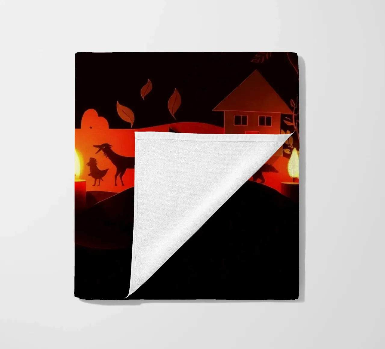 Colorful paper animals cutouts create calm night scene beach towel by DesignDoodle