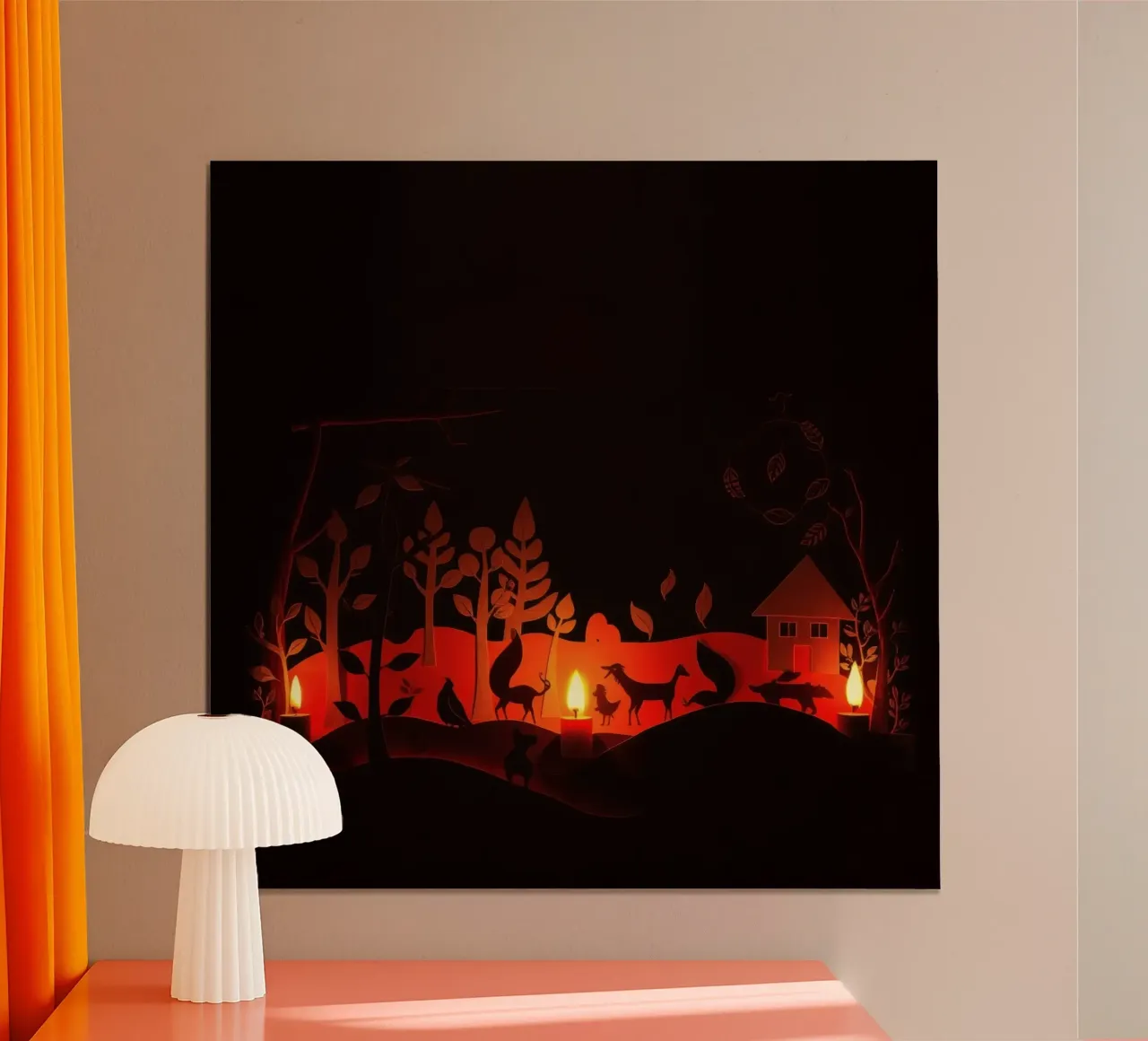 Des animaux colorés en papier découpé créent une scène nocturne calme. hahnemühle de DesignDoodle