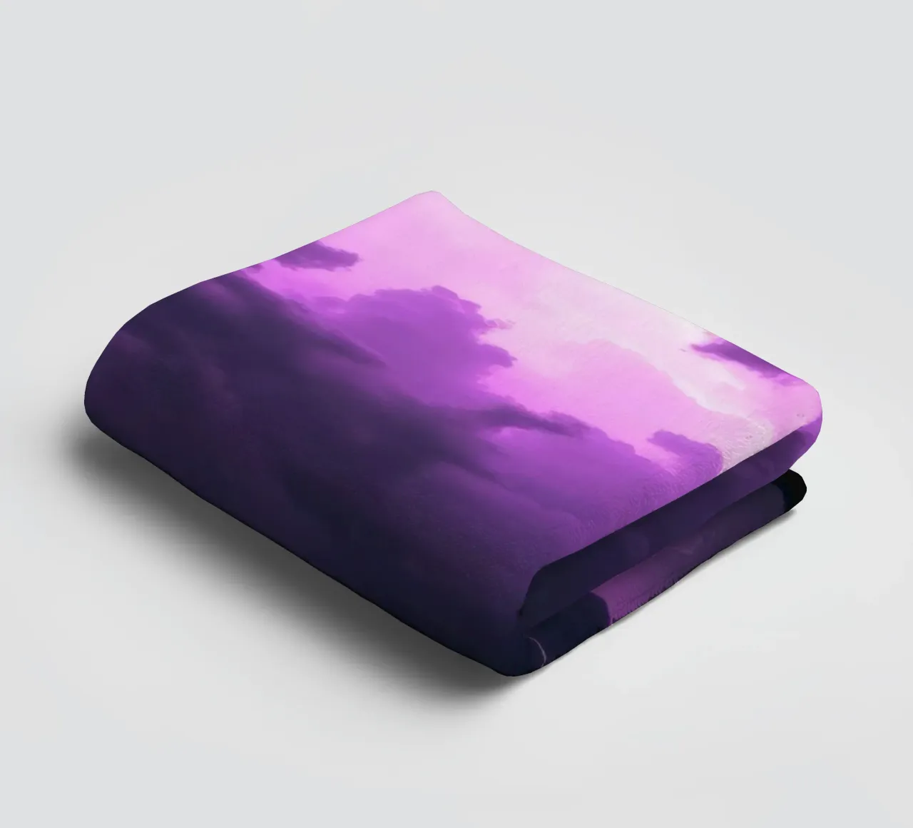 Dramatic lightning strikes illuminate a purple stormy sky towel by DesignDoodle