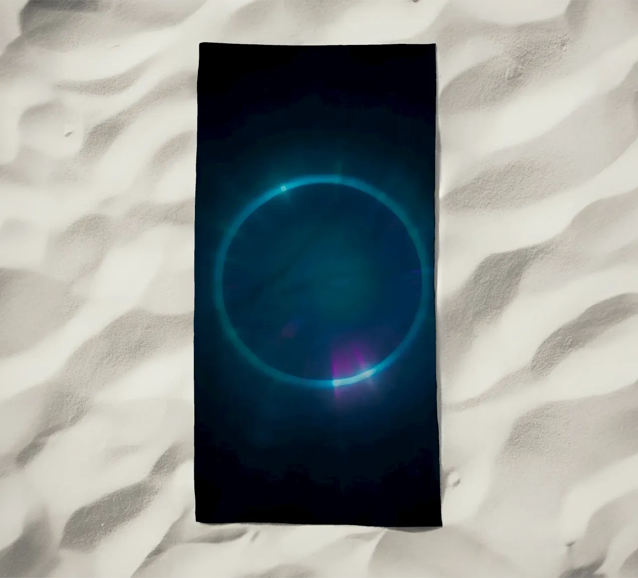 Celestial light display showcasing vibrant colors and patter beach towel by DesignDoodle