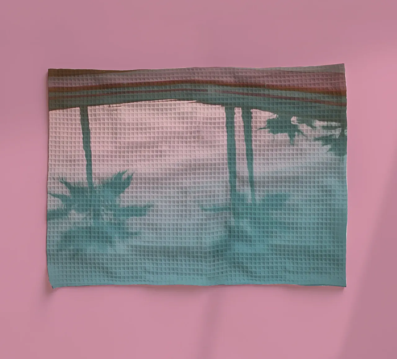 USA SérIA I Reflections of palm trees at the pool and a pink sky tea towel by Julie Travel Photography