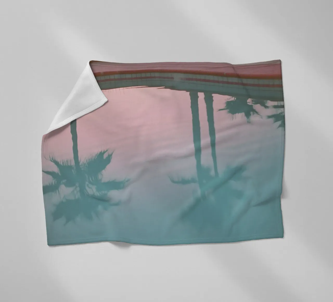 USA SérIA I Reflections of palm trees at the pool and a pink sky fleece blanket by Julie Travel Photography