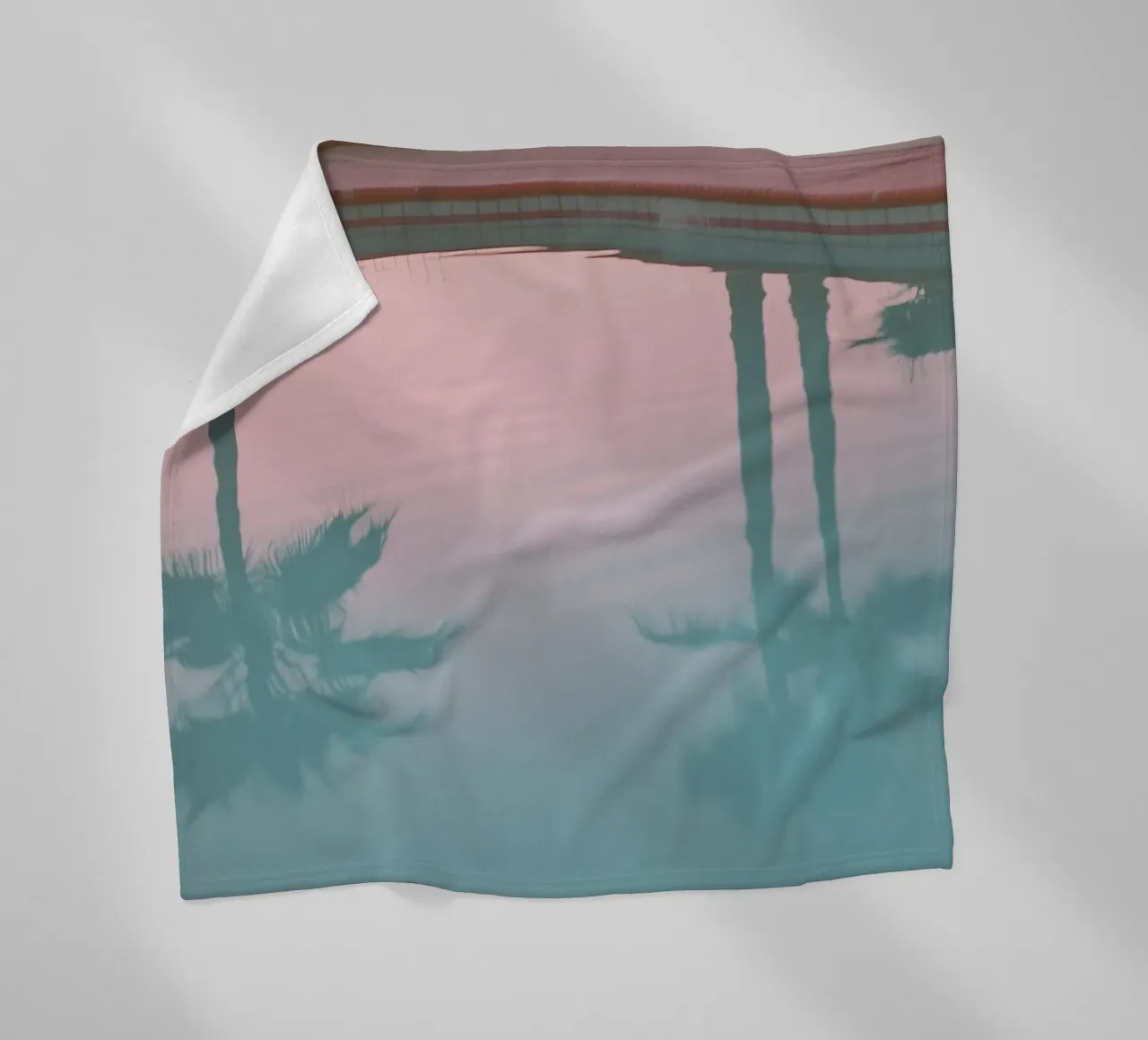 USA SérIA I Reflections of palm trees at the pool and a pink sky fleece blanket by Julie Travel Photography