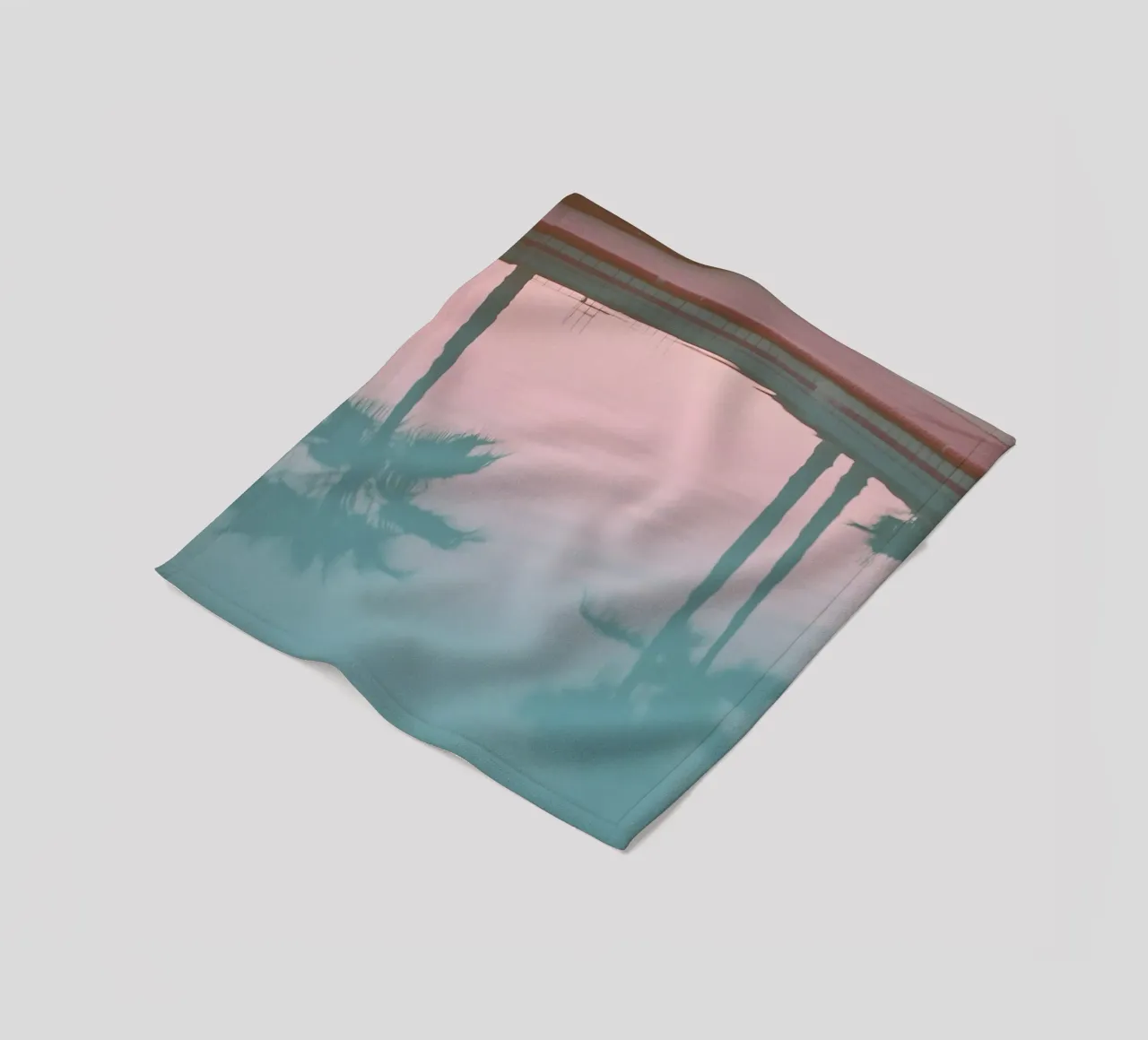 USA SérIA I Reflections of palm trees at the pool and a pink sky fleece blanket by Julie Travel Photography