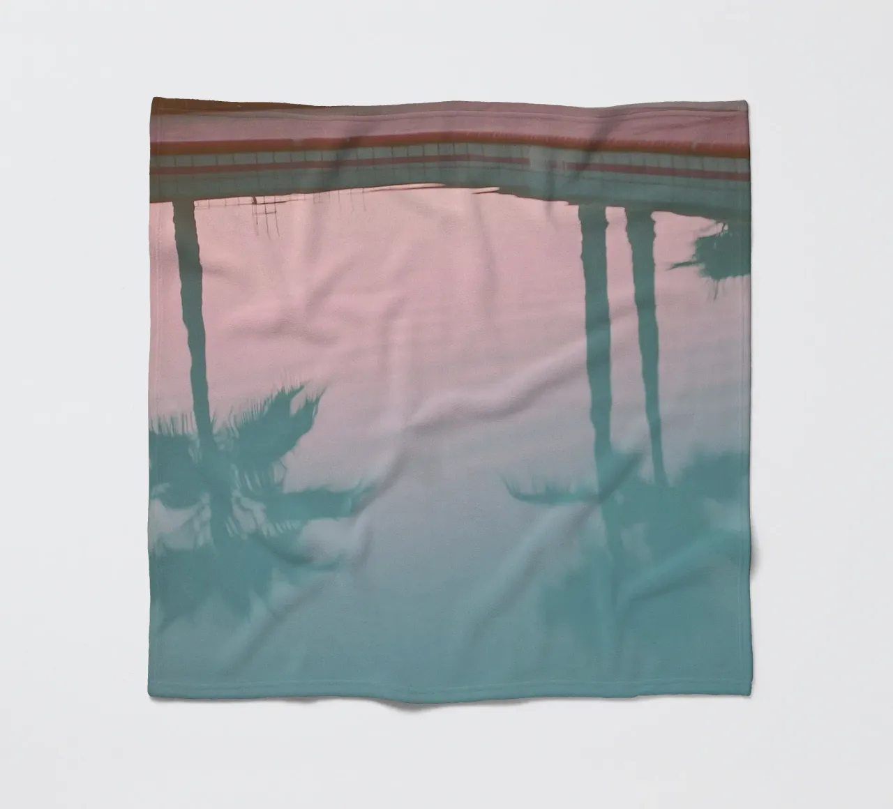 USA SérIA I Reflections of palm trees at the pool and a pink sky fleece blanket by Julie Travel Photography