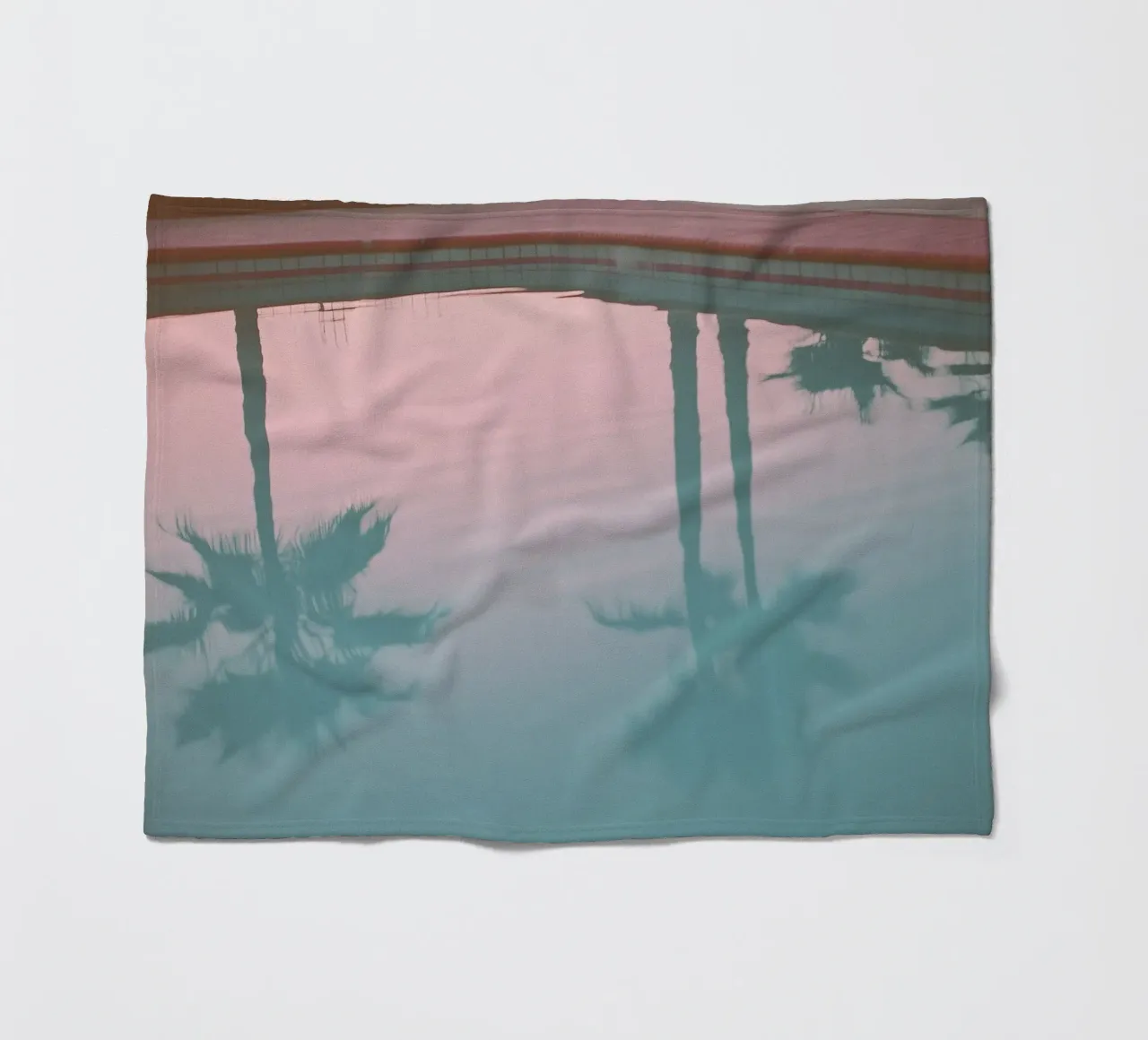USA SérIA I Reflections of palm trees at the pool and a pink sky fleece blanket by Julie Travel Photography