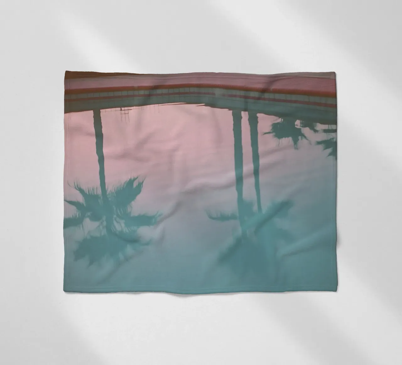 USA SérIA I Reflections of palm trees at the pool and a pink sky fleece blanket by Julie Travel Photography