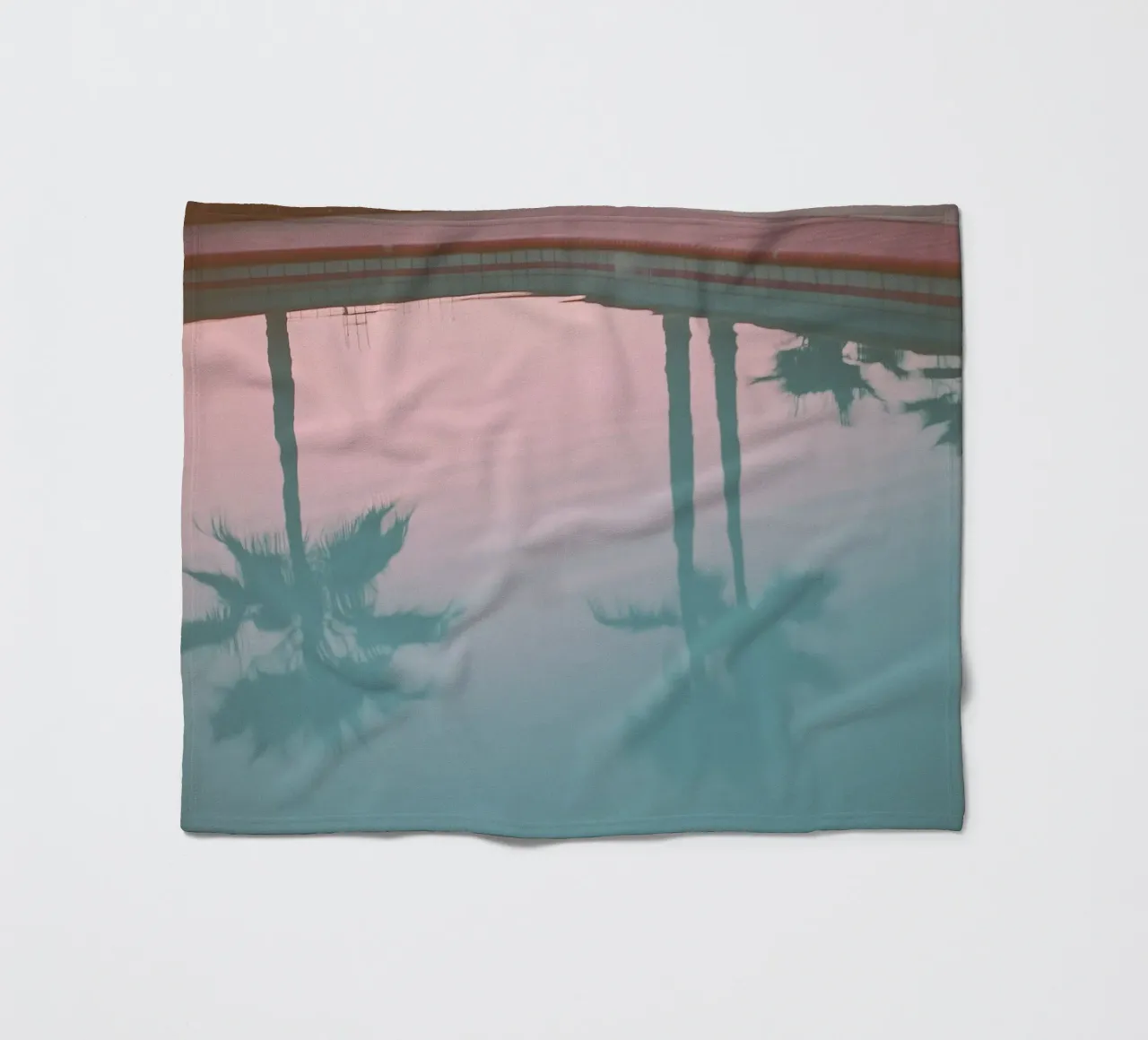 USA SérIA I Reflections of palm trees at the pool and a pink sky fleece blanket by Julie Travel Photography